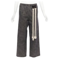 SONG FOR THE MUTE 2018 Wander cream rope detail grey wide leg pants FR34 XS