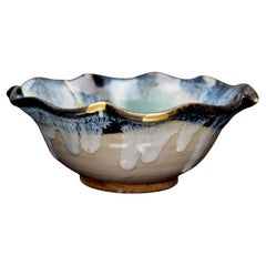 Song period, corolla-shaped cup blue with kintsugi