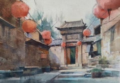 A New Year Cityscape Impressionism Original Watercolor Painting