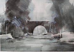 Riverside Impression Landscape Impressionism Original Watercolor Painting