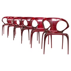 Song Wen Zhong ‘Ava Lucite’ Red Dining Chairs for Roche Bobois Set/6