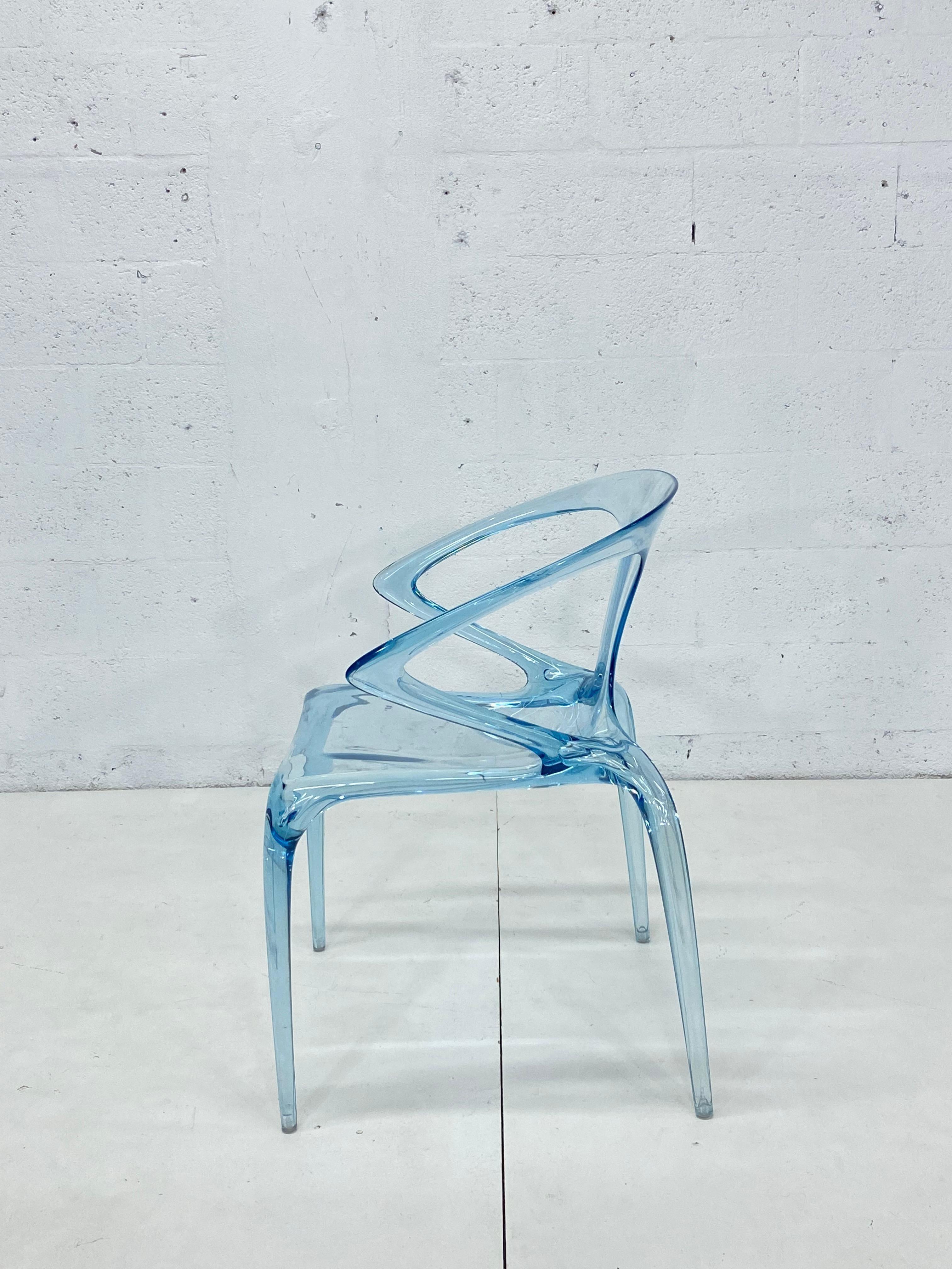 Four polycarbonate ciel Roche Bobois AVA Bridge chairs designed by Song Wen Zhong for Roche Bobois.


The AVA chair was created by Song Wen Zhong, a young Chinese designer and recipient of the Roche Bobois Design Award on the theme of “Nature, a