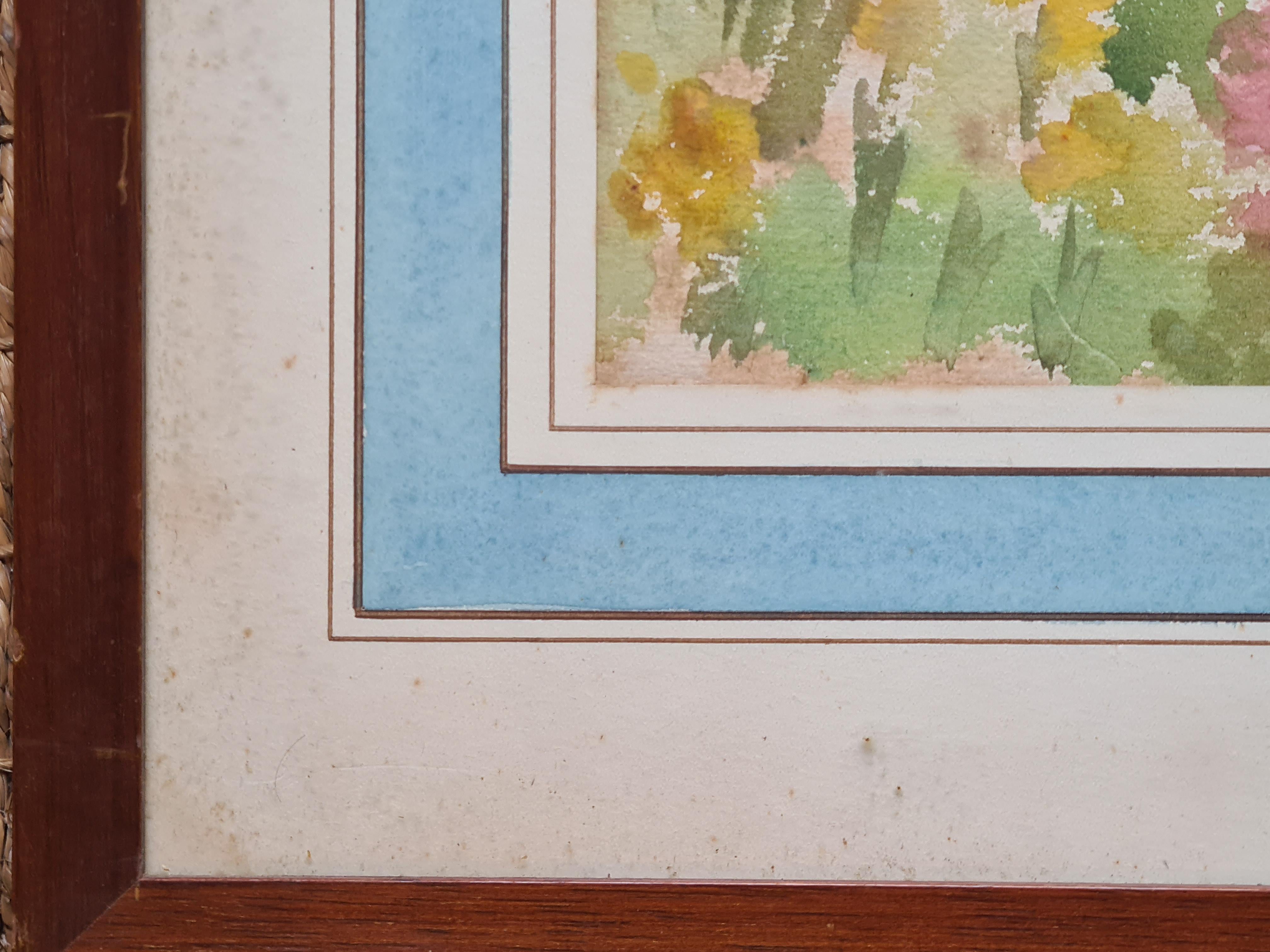 Coppia di vedute impressioniste di giardini mediterranei. Guazzo e acquerello su carta in vendita 14