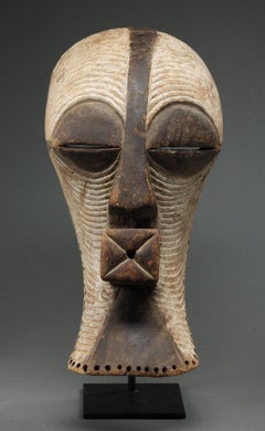 Songye Femmina Grande Maschera Kifwebe in Wood con Bianco, Nero, Provenienza, RDC Africa