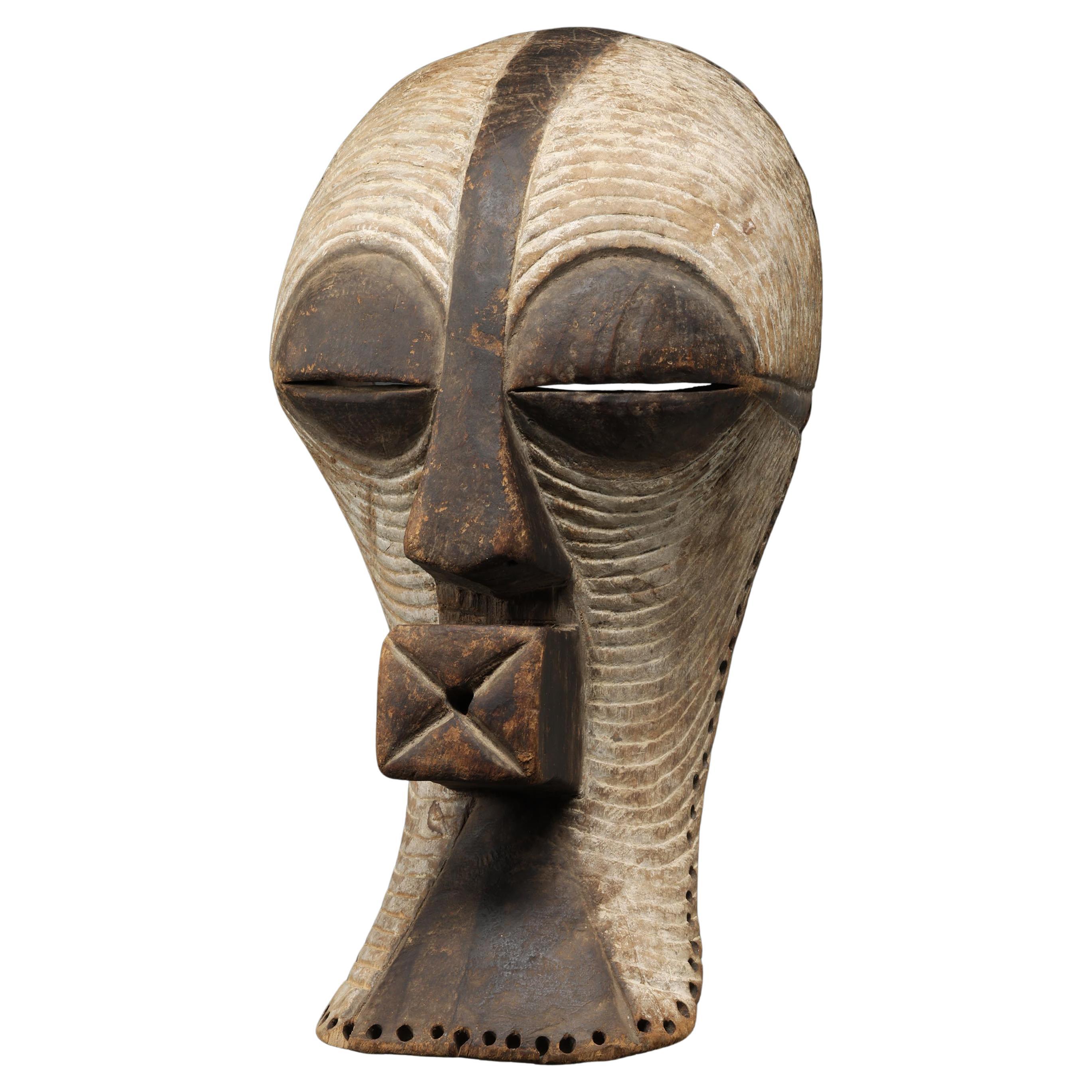 Songye Femme Grand masque Kifwebe en bois avec blanc, noir, Provenance, RDC Afrique