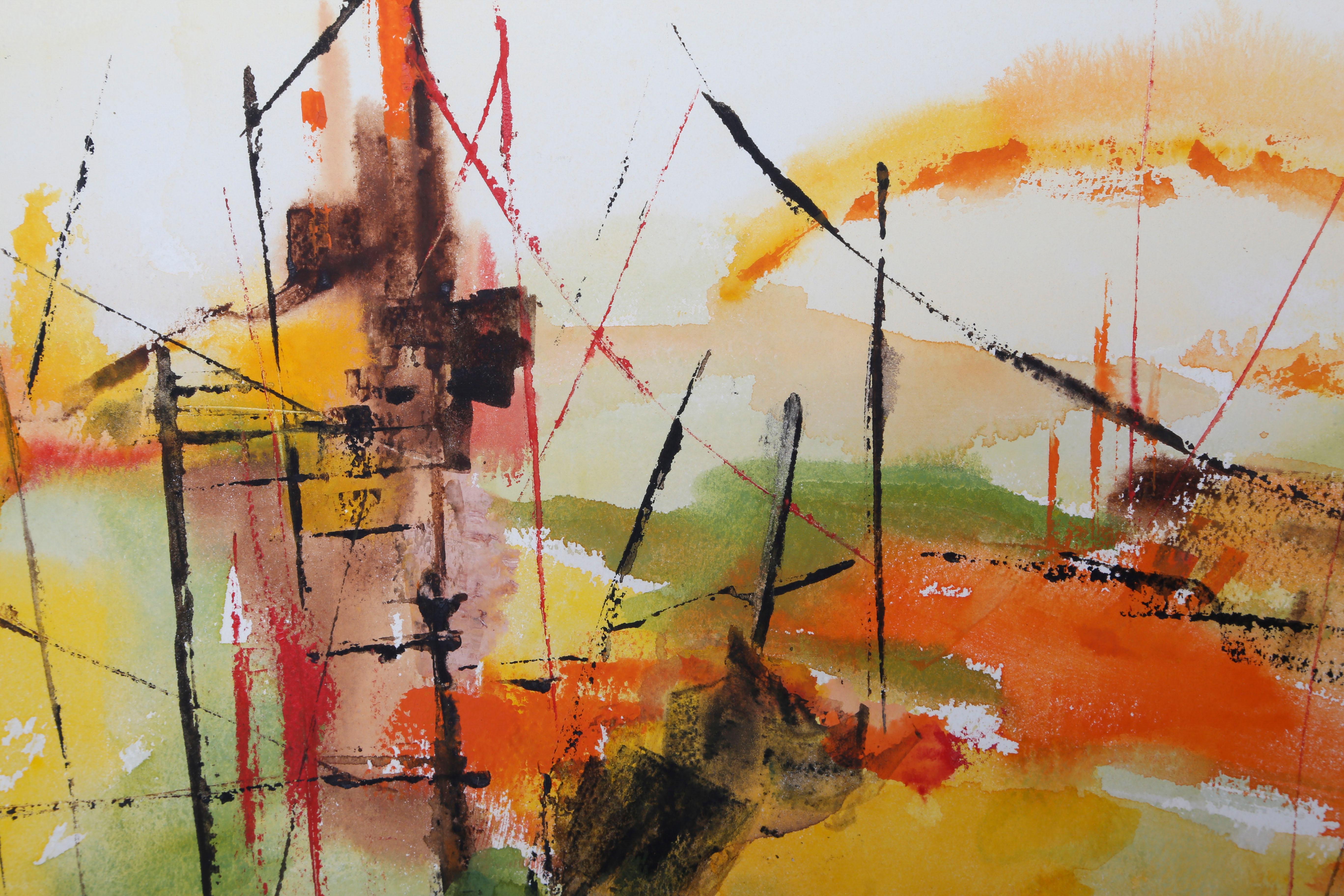 The Gold of Autumn, Aquarellgemälde von Soni Wallace im Angebot 1