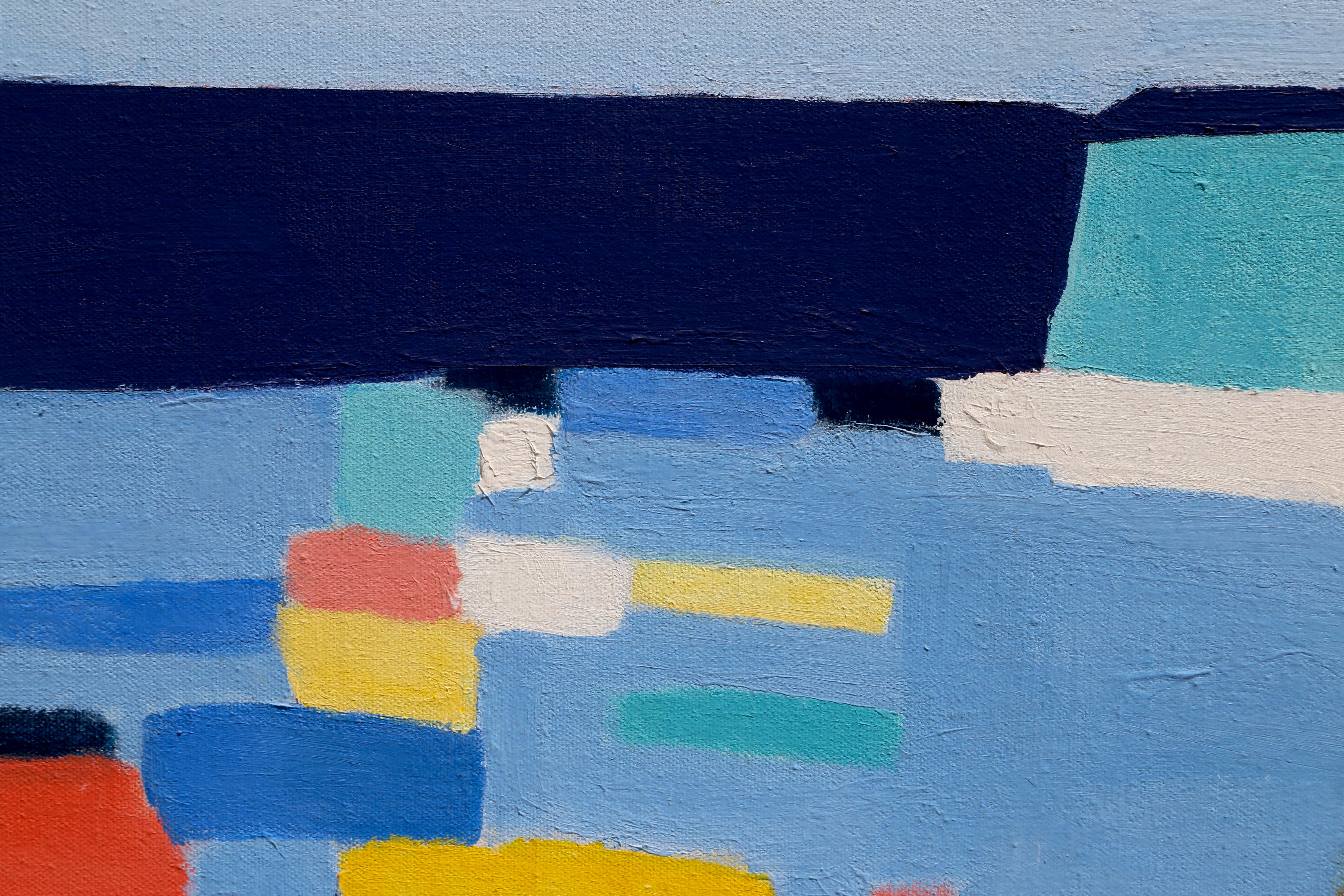 Serenità in blu, grande quadro astratto di Soni Wallace in vendita 1