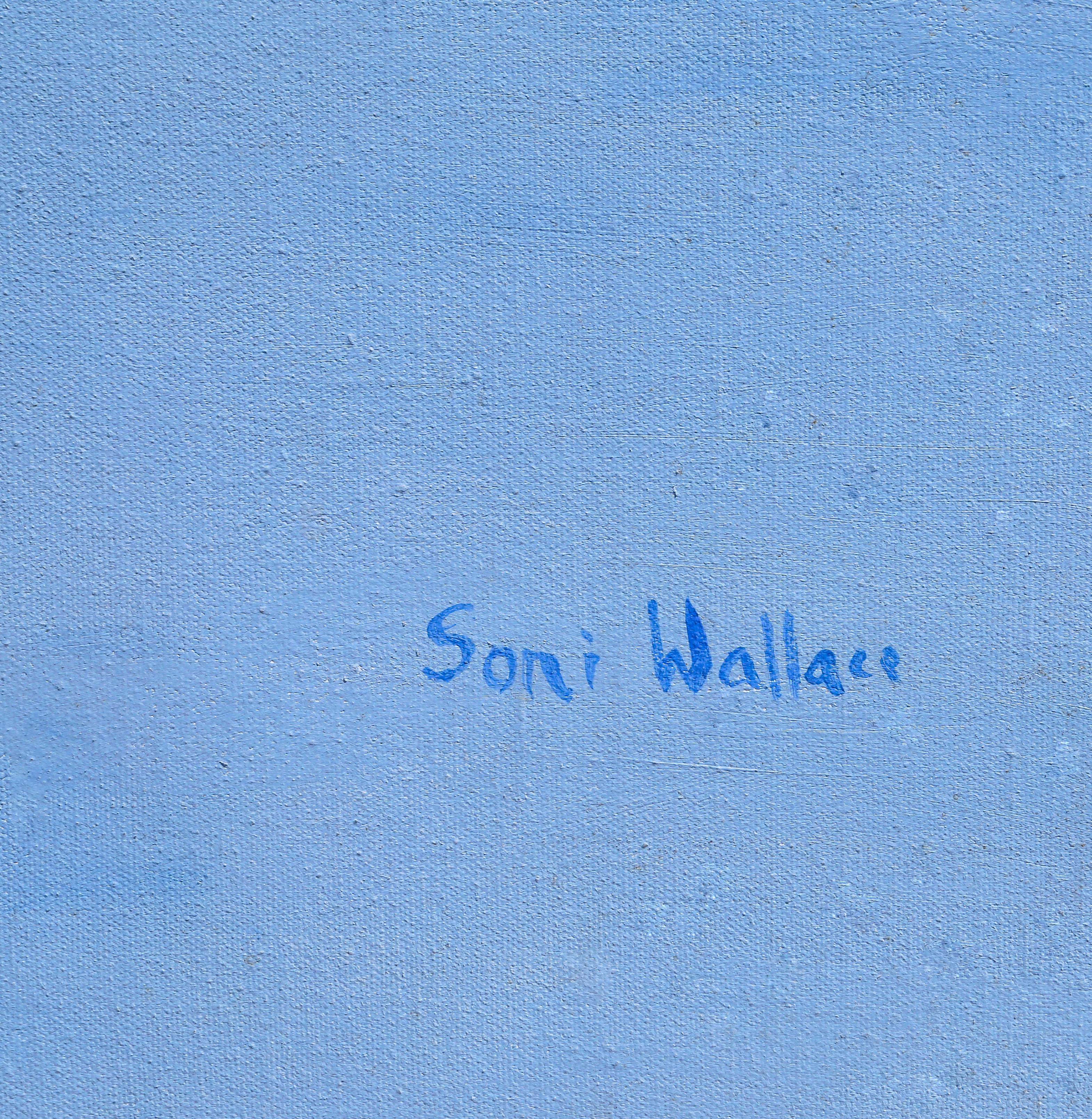 Serenità in blu, grande quadro astratto di Soni Wallace in vendita 2