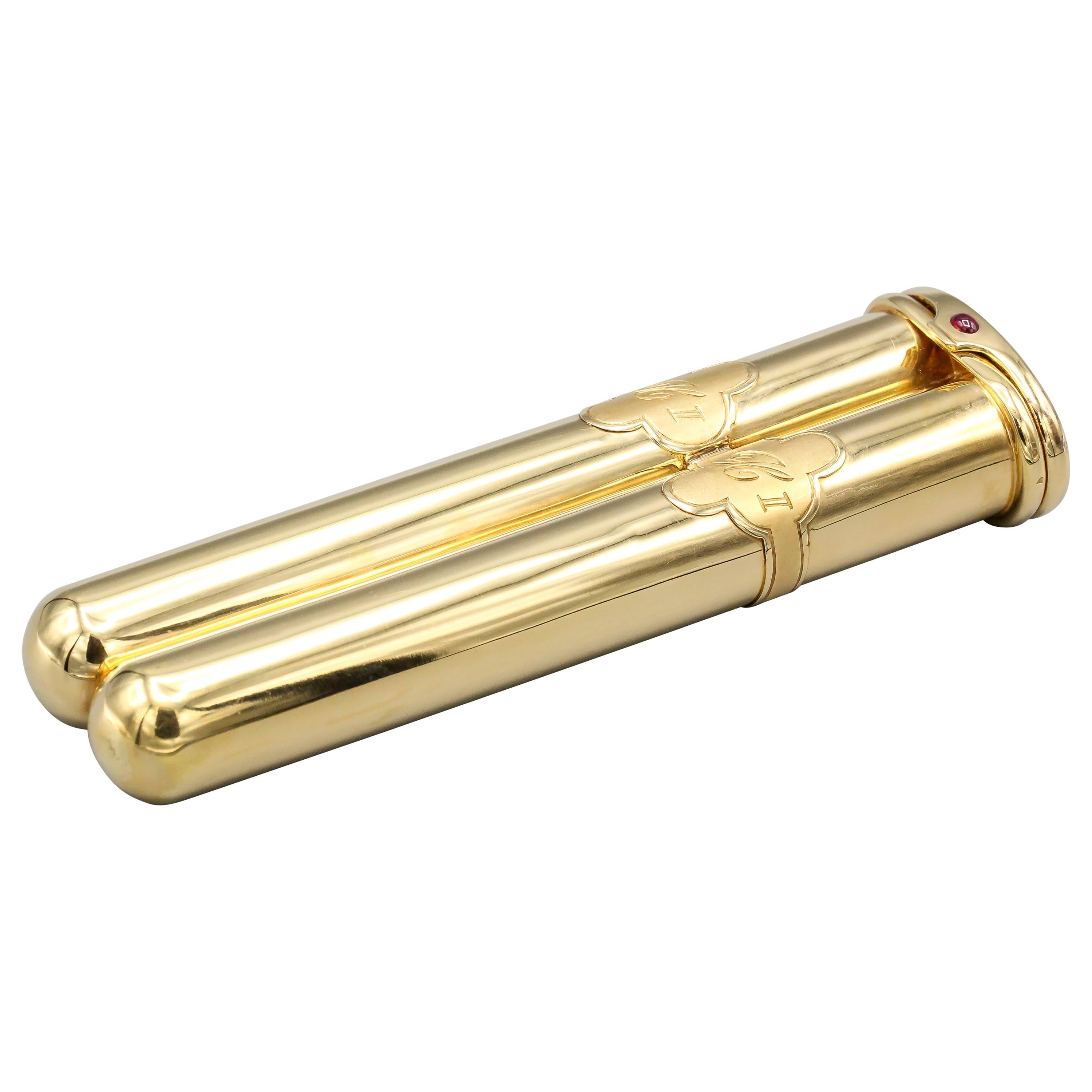 Zigarrenkistenschachtel aus 18 Karat Gelbgold mit Rubin von Sonia A. im Angebot