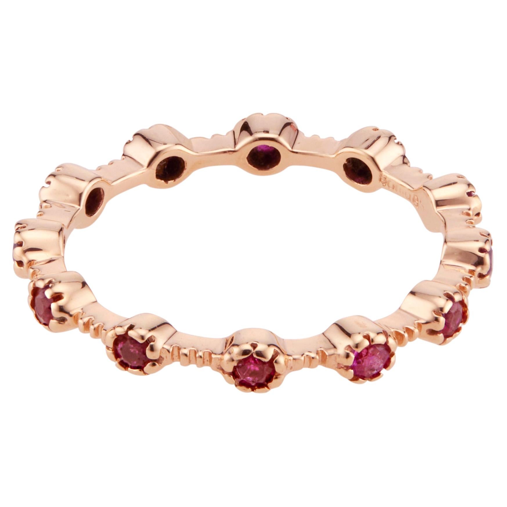 Sonia B 1.10 Carat Ruby Rose Gold Eternity Wedding Band Ring For Sale