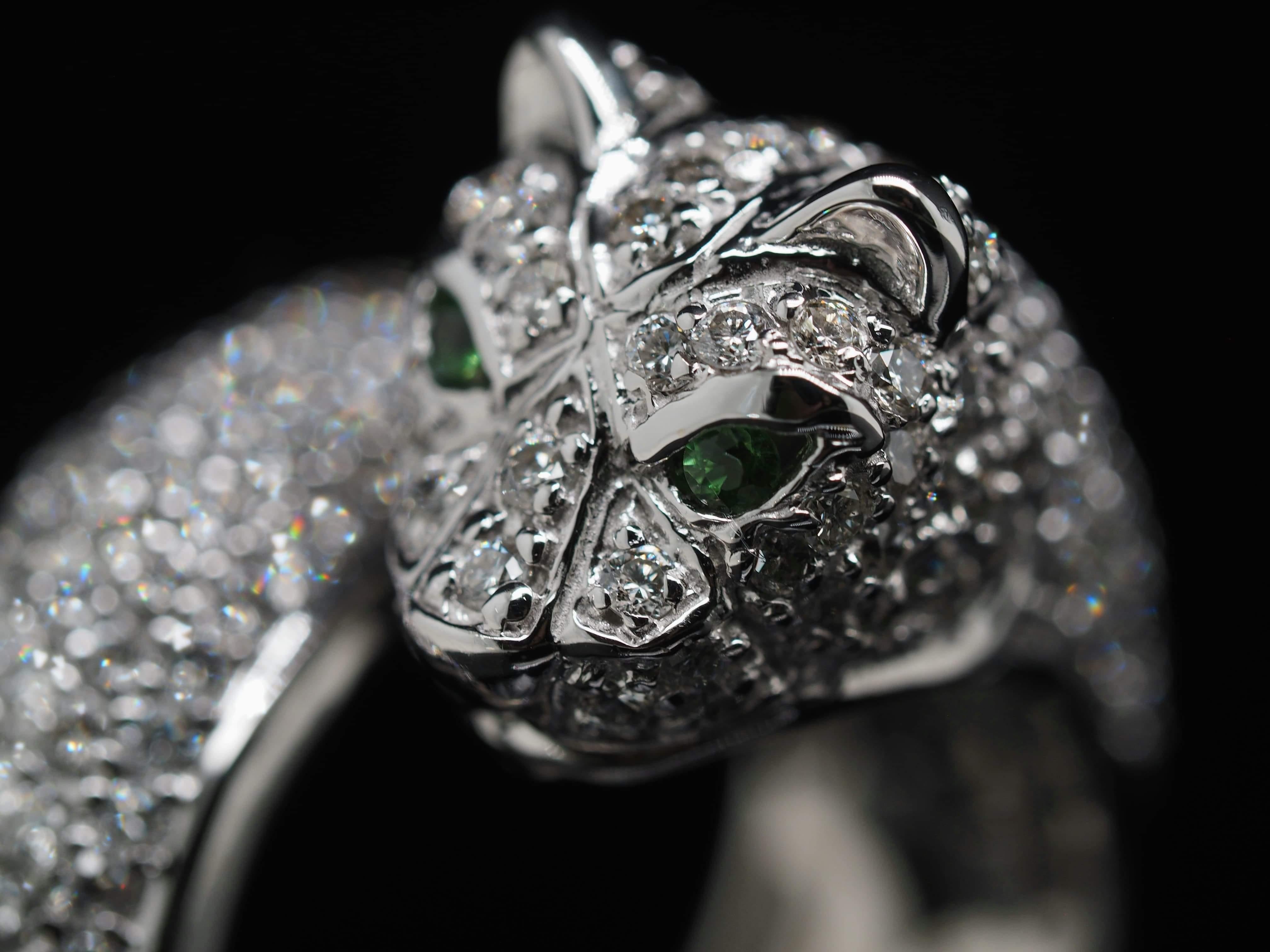 Sonia B. 14 Karat Gold 4 Carat TDW Diamond and Emerald Panther Ring 5