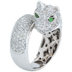 Sonia B. 14 Karat Gold 4 Carat TDW Diamond and Emerald Panther Ring