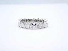 Sonia B. 14 Karat White Gold Diamond Hexagon Flex Ring Stacking Band