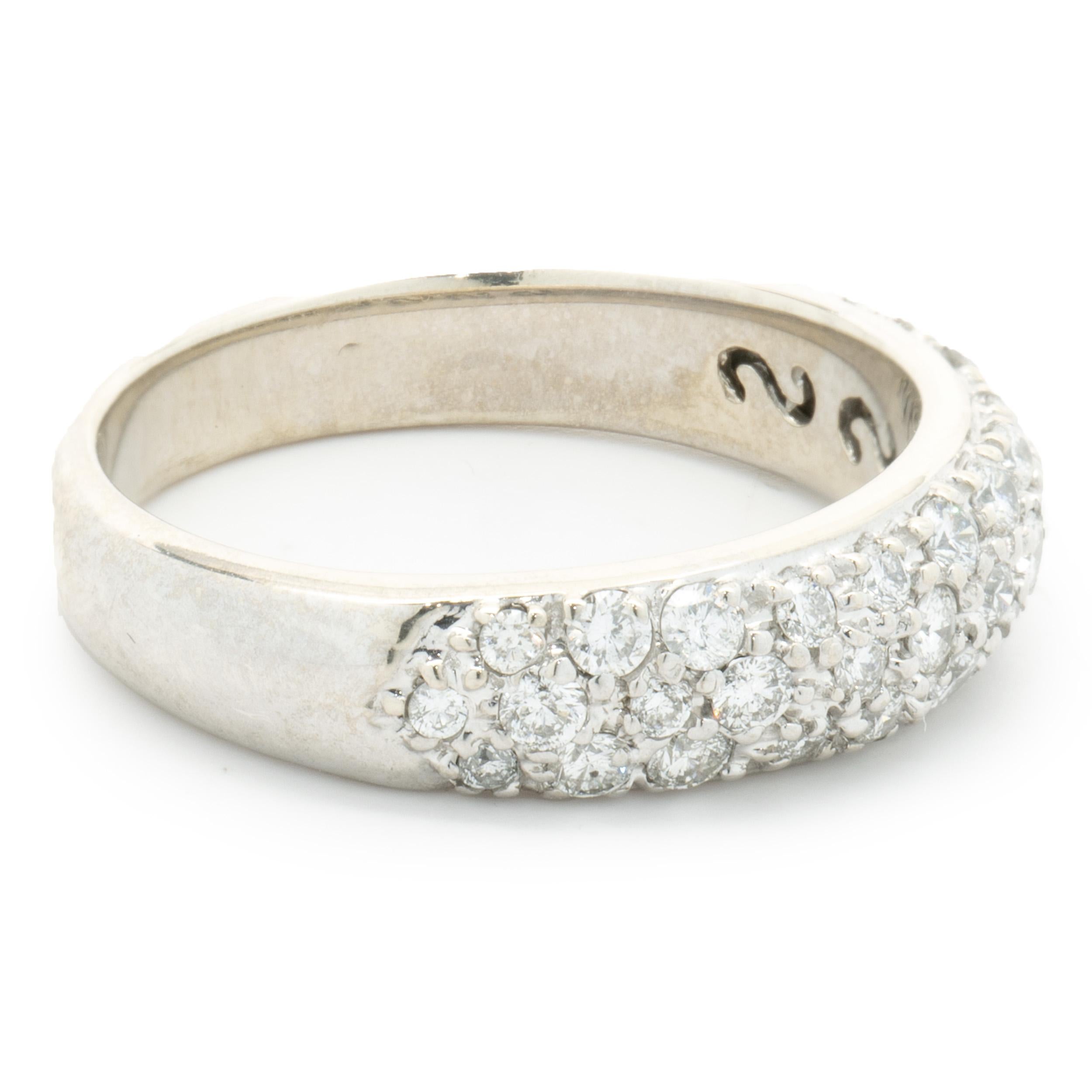 Round Cut Sonia B 14 Karat White Gold Pave Diamond Band For Sale