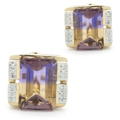 Sonia B 14 Karat Yellow Gold Ametrine and Diamond Earrings