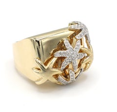 Sonia B. 14 Karat Yellow Gold Diamond Starfish Cocktail Ring