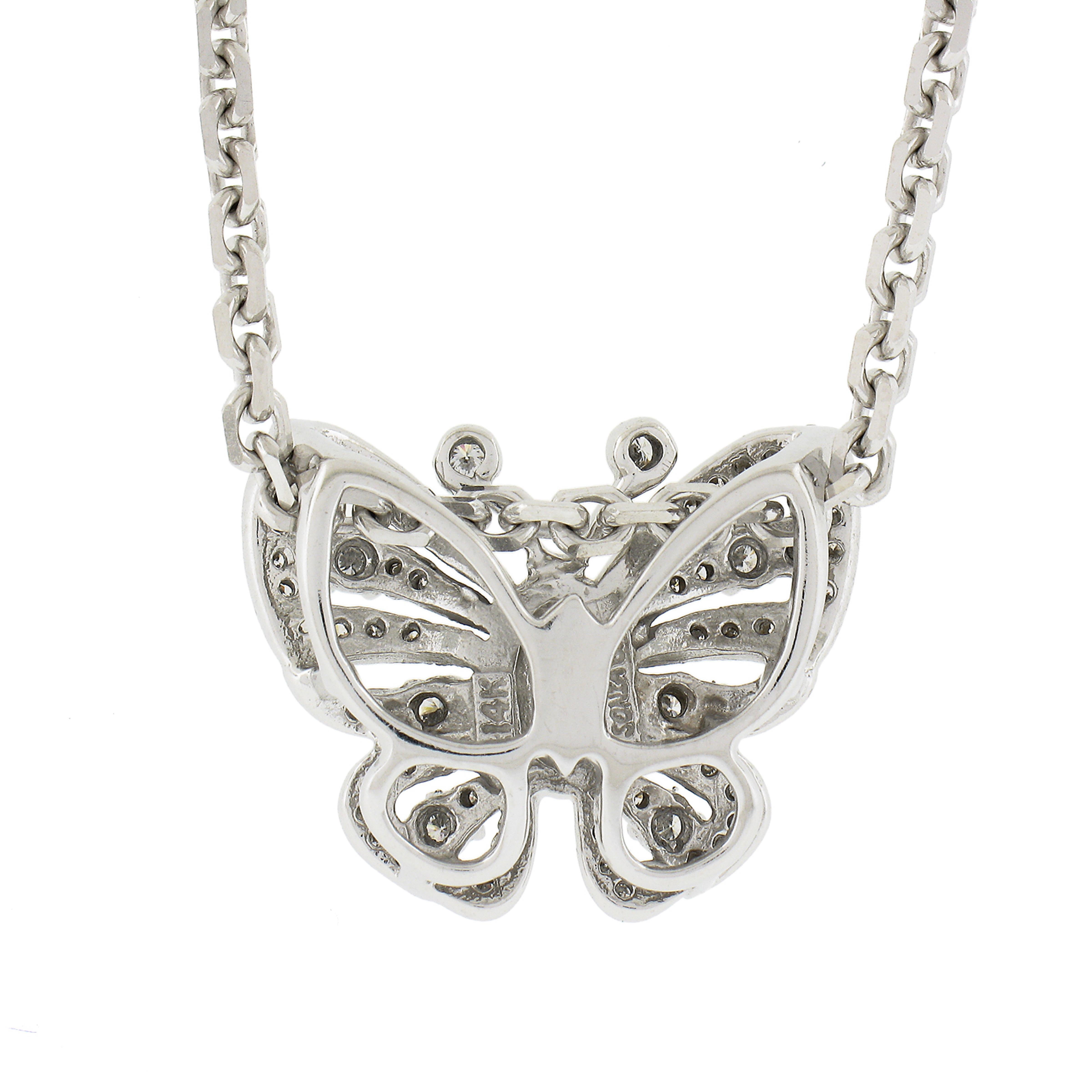 Sonia B. 14k White Gold 0.75ctw Diamond Butterfly Pendant on 17