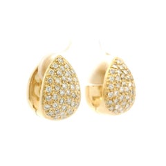 Sonia B. 14k Yellow Gold 0.75ctw Pave Diamond Huggie Drop Earrings (boucles d'oreilles pendantes)