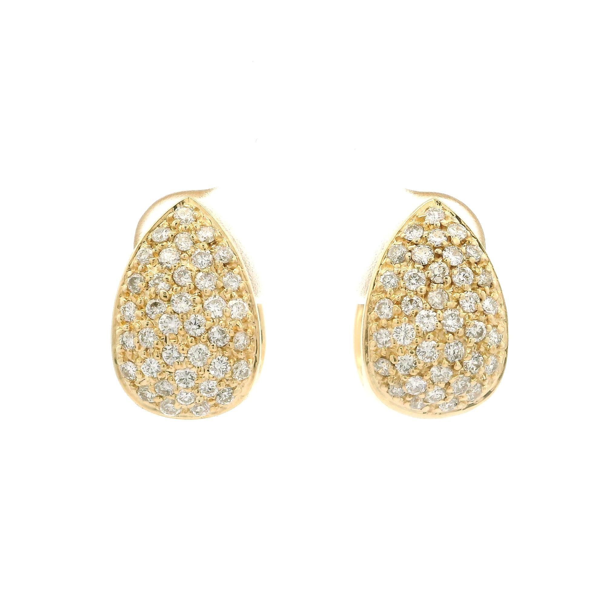 Sonia B. Orecchini a goccia in oro giallo 14k con pave di diamanti da 0,75 ct. in vendita 2