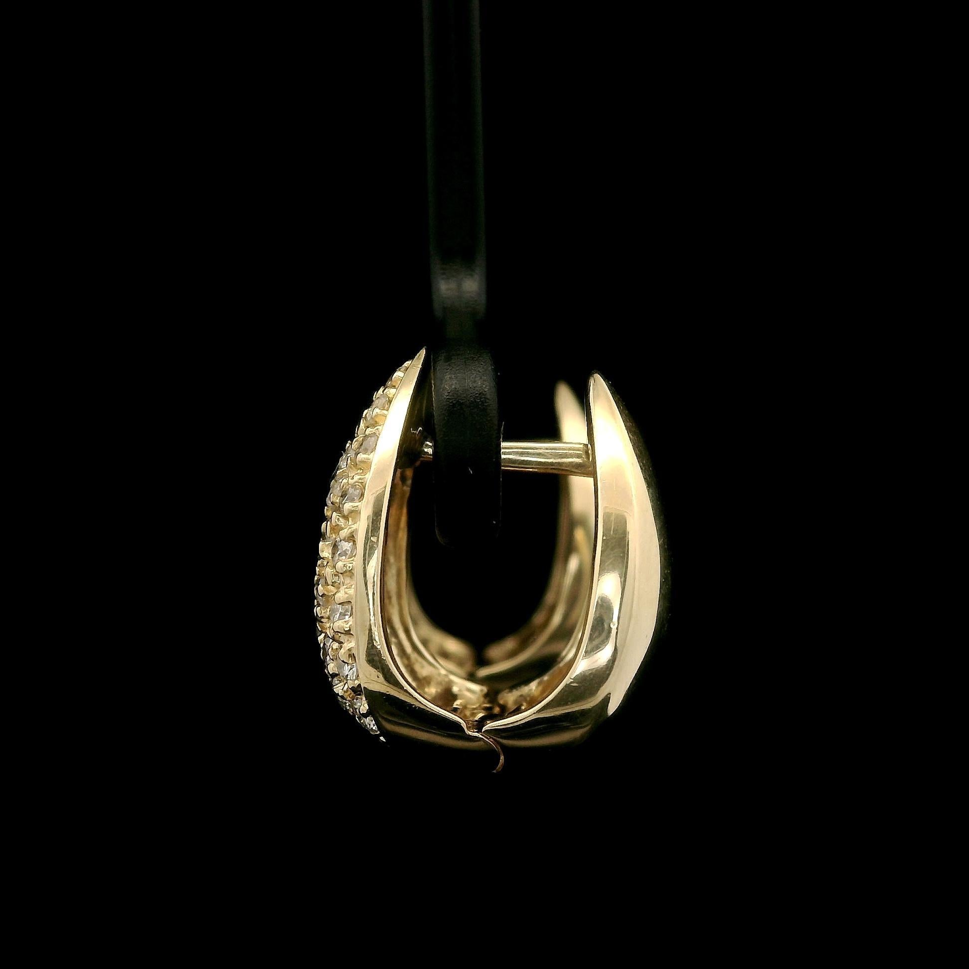 Sonia B. Orecchini a goccia in oro giallo 14k con pave di diamanti da 0,75 ct. in vendita 4
