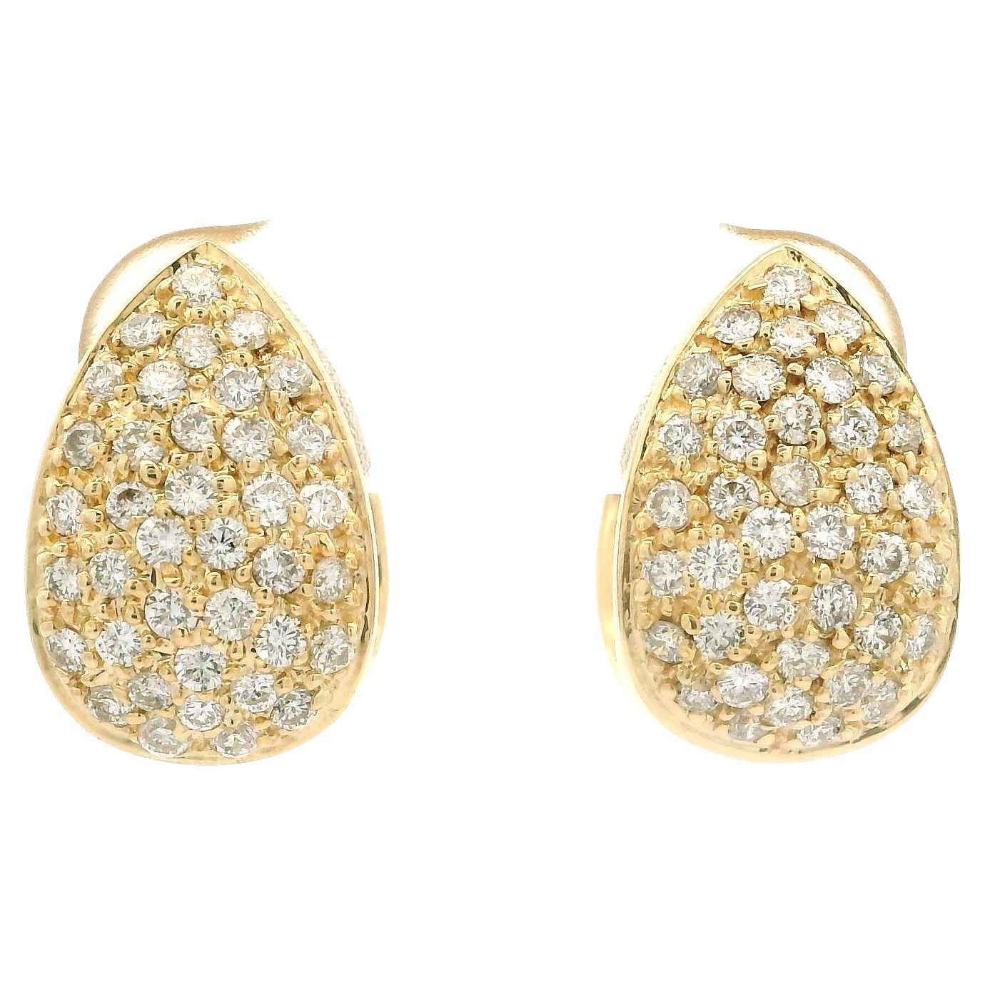 Sonia B. Orecchini a goccia in oro giallo 14k con pave di diamanti da 0,75 ct. in vendita