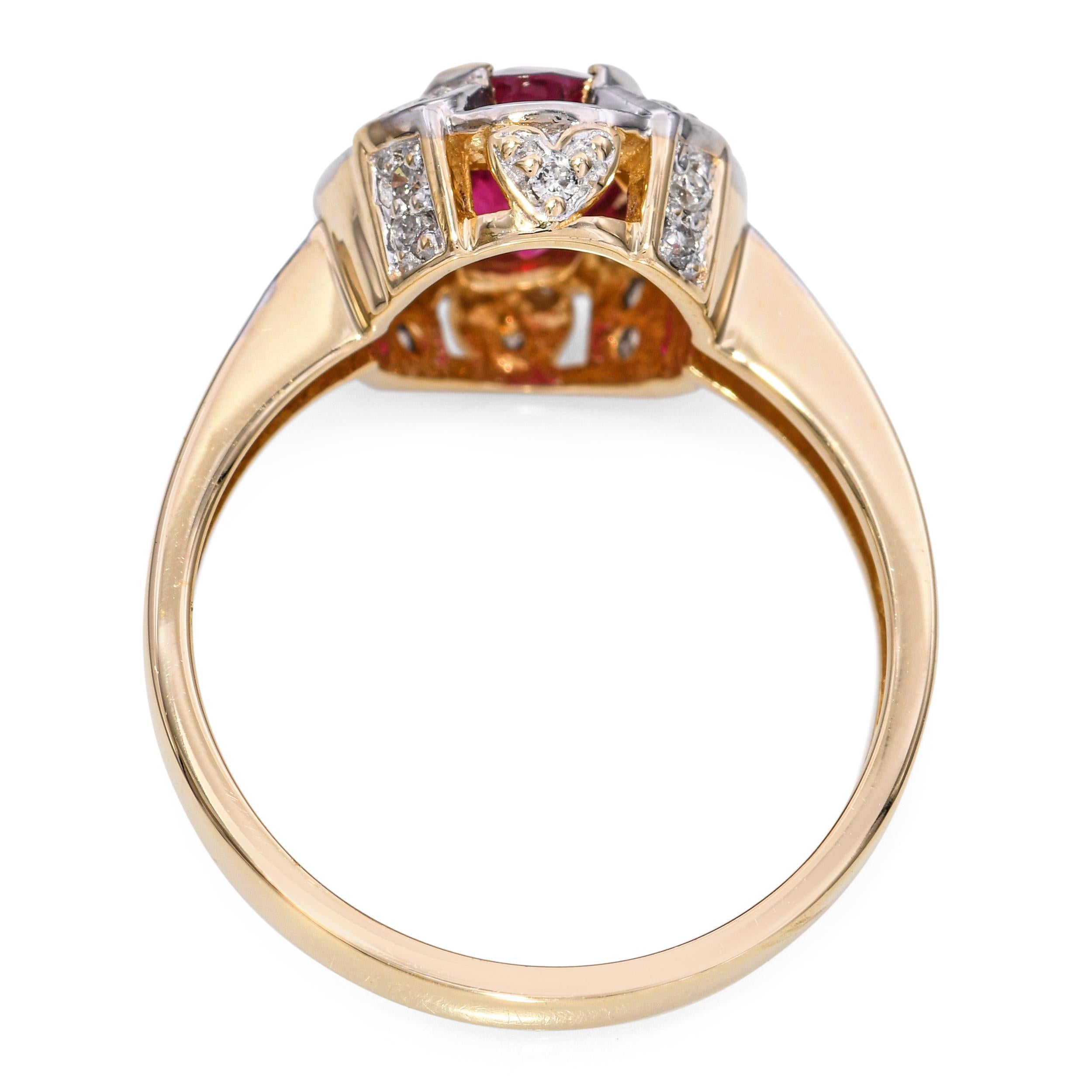 Women's Sonia B. 14k Yellow Gold Rubellite and Diamond Ring For Sale