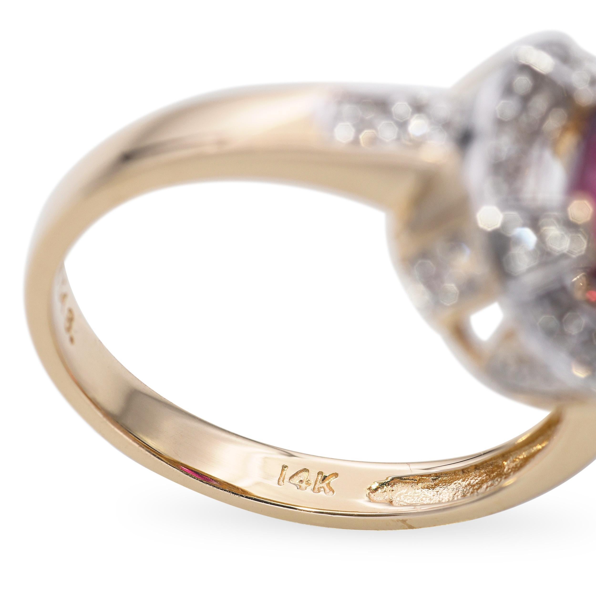 Sonia B. 14k Yellow Gold Rubellite and Diamond Ring For Sale 2