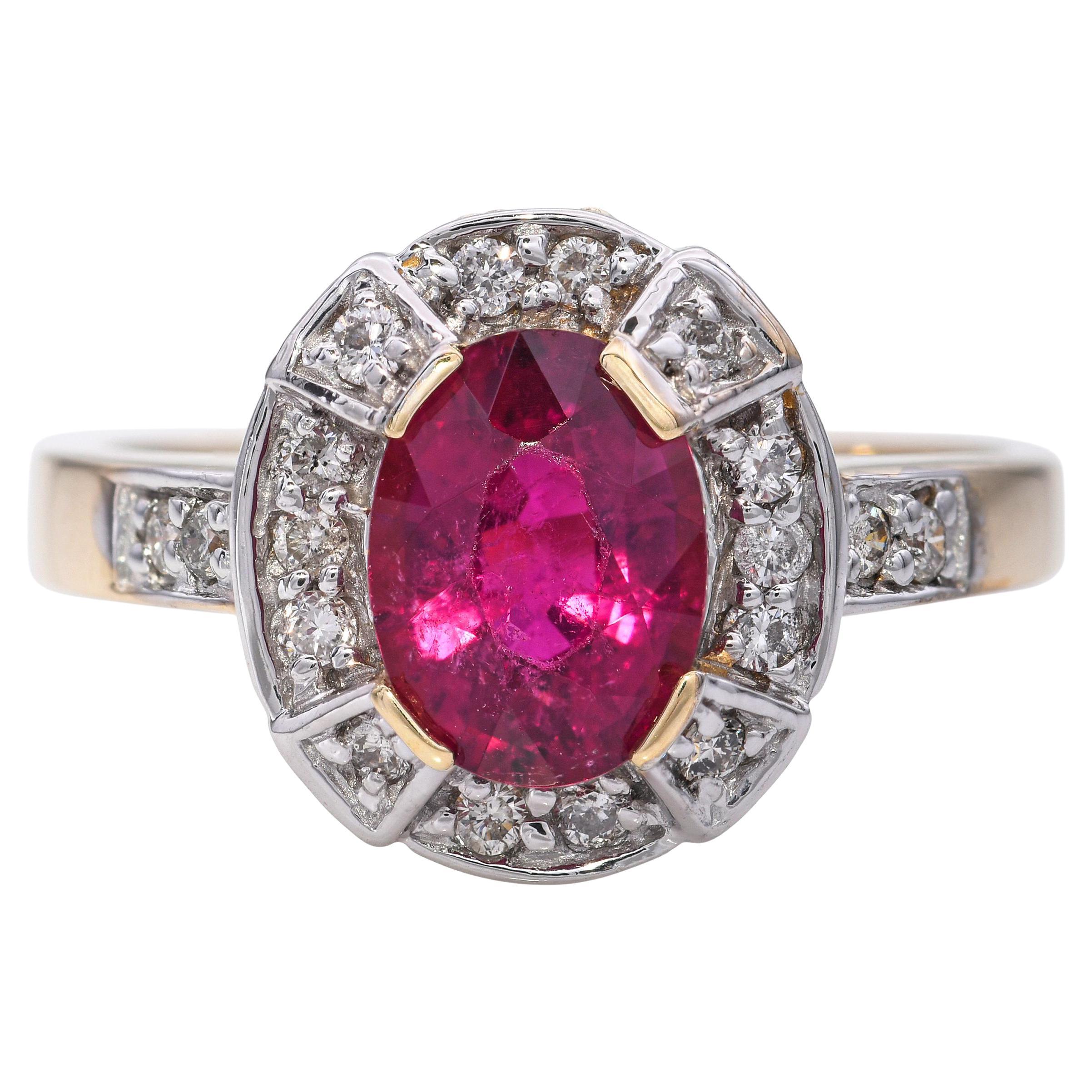 Sonia B. 14k Yellow Gold Rubellite and Diamond Ring