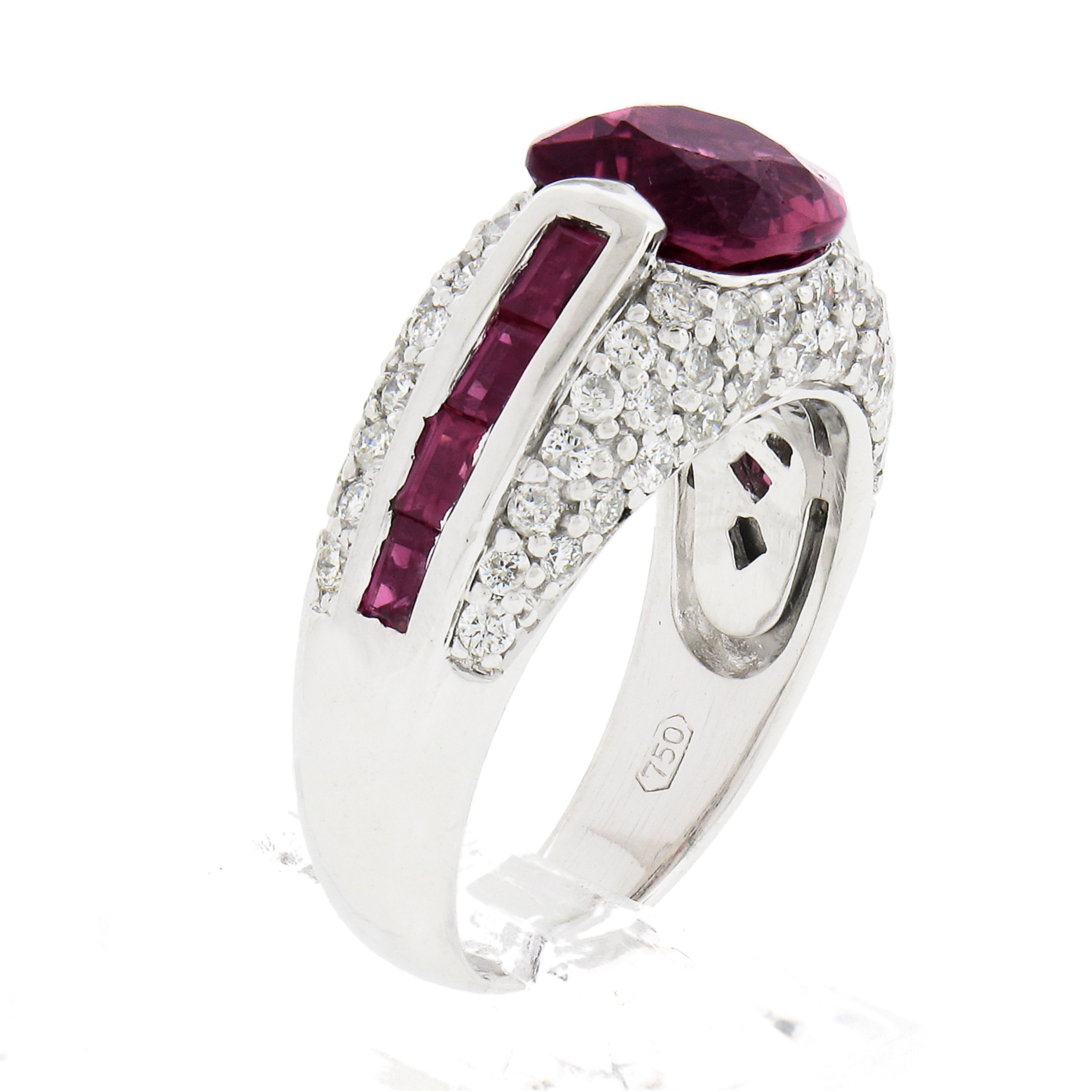 Sonia B. Bague à anneau solitaire en or 18 carats avec tourmaline rose coussin et diamants en vente 5