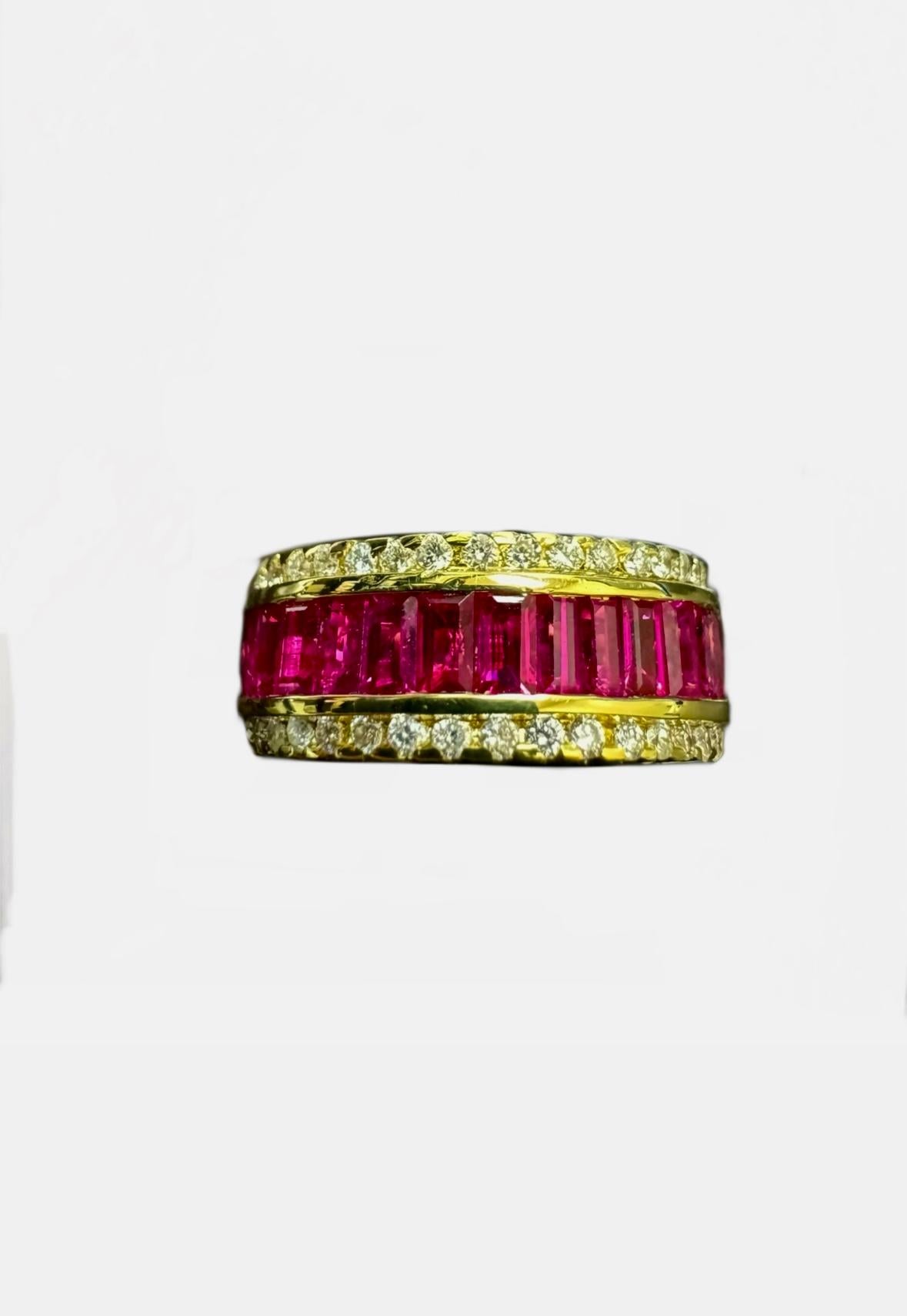 Eternity-Ring, Sonia B 18 Karat Gelbgold 6,30 Karat Diamant Rubin (Moderne) im Angebot