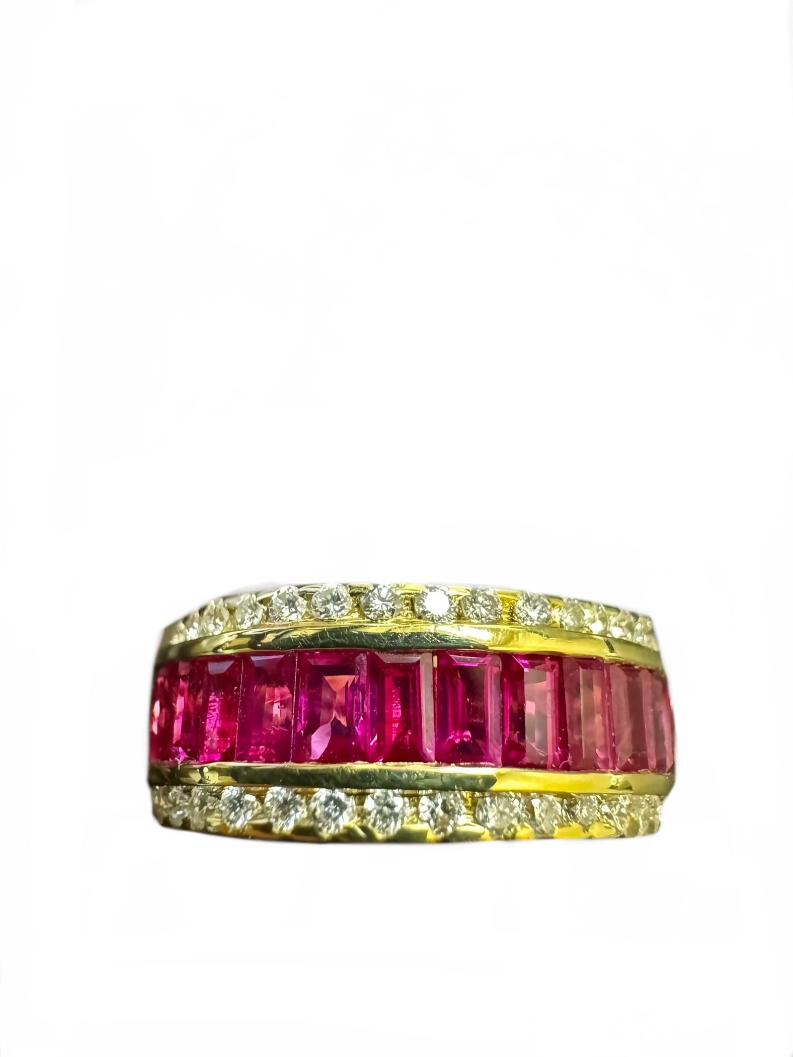 Eternity-Ring, Sonia B 18 Karat Gelbgold 6,30 Karat Diamant Rubin im Zustand „Hervorragend“ im Angebot in Los Angeles, CA