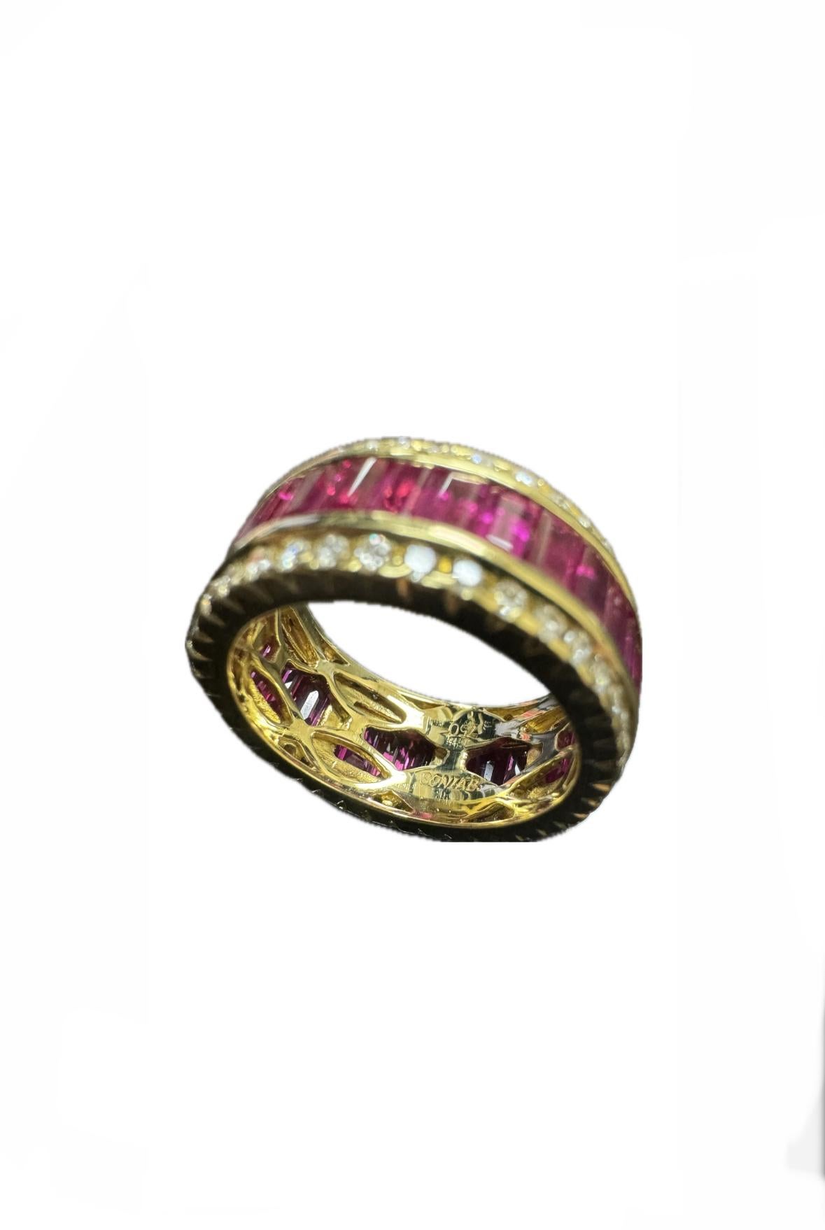Eternity-Ring, Sonia B 18 Karat Gelbgold 6,30 Karat Diamant Rubin Damen im Angebot