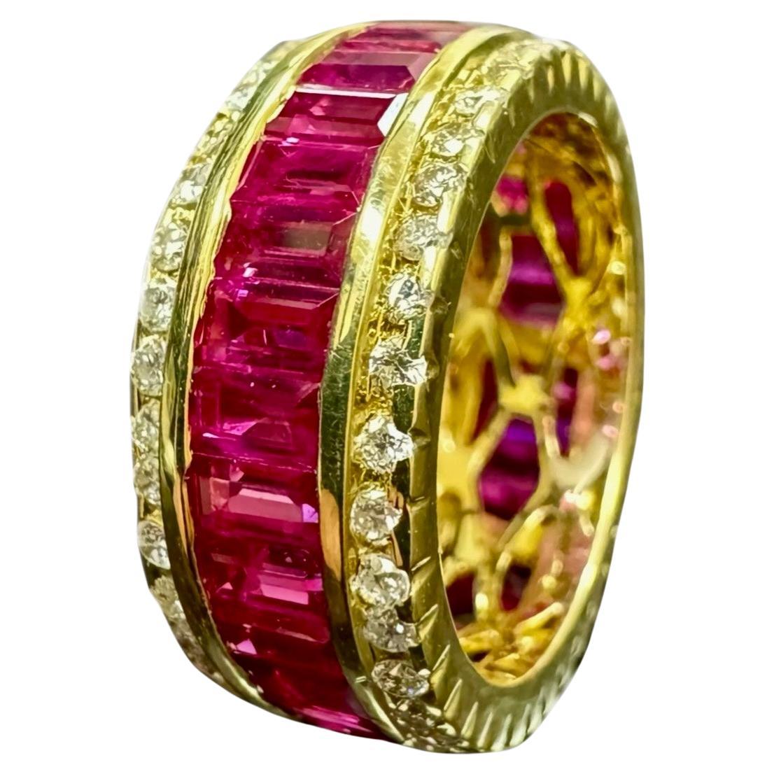 Eternity-Ring, Sonia B 18 Karat Gelbgold 6,30 Karat Diamant Rubin im Angebot