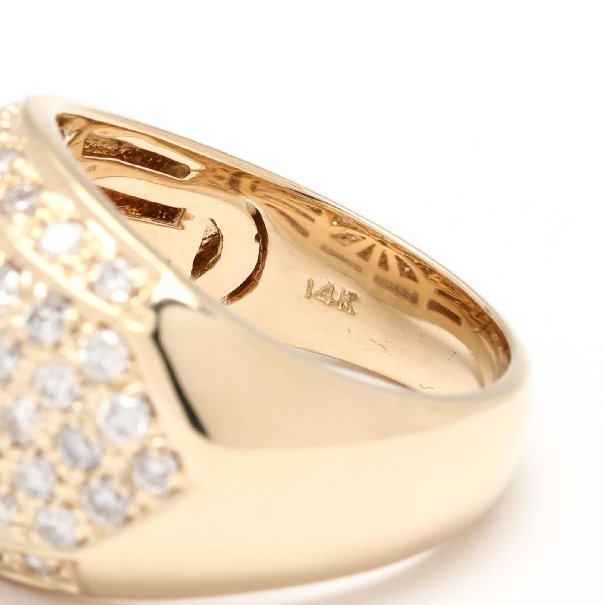 Women's or Men's Sonia B 1ctw Diamond Dome Ring, 14k Yellow Gold, Ring Size 6.75 For Sale