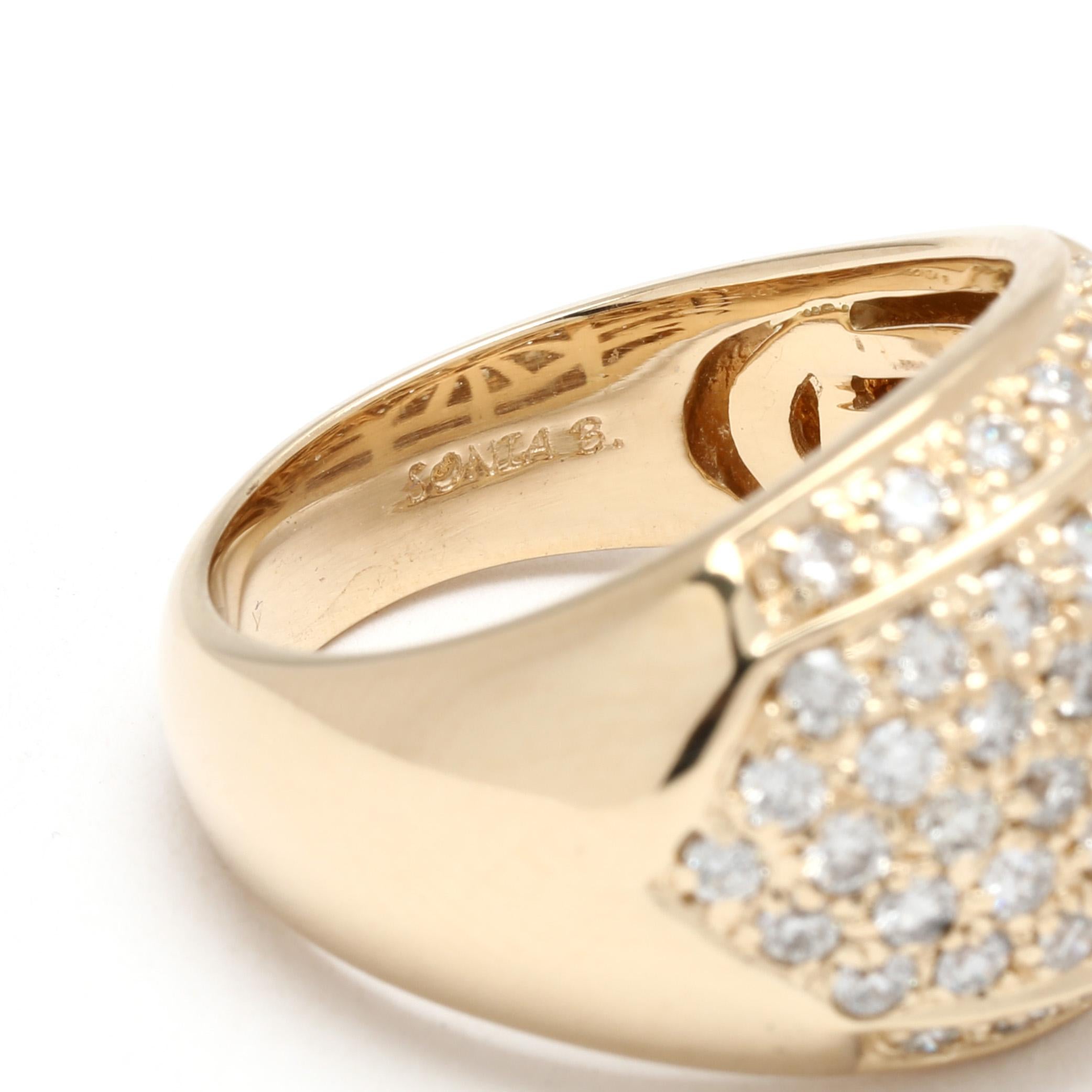 Sonia B 1ctw Diamond Dome Ring, 14k Yellow Gold, Ring Size 6.75 For Sale 1
