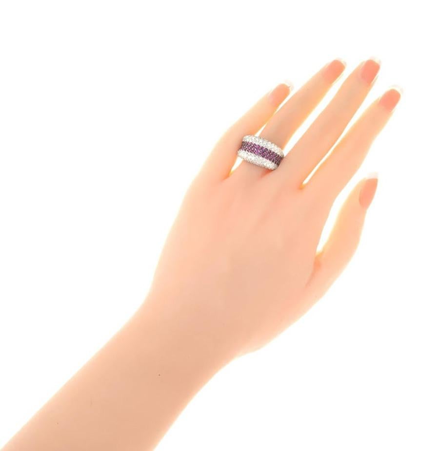 Women's Sonia B 3.70 Carat Ruby Diamond Gold Dome Cocktail Band Ring For Sale