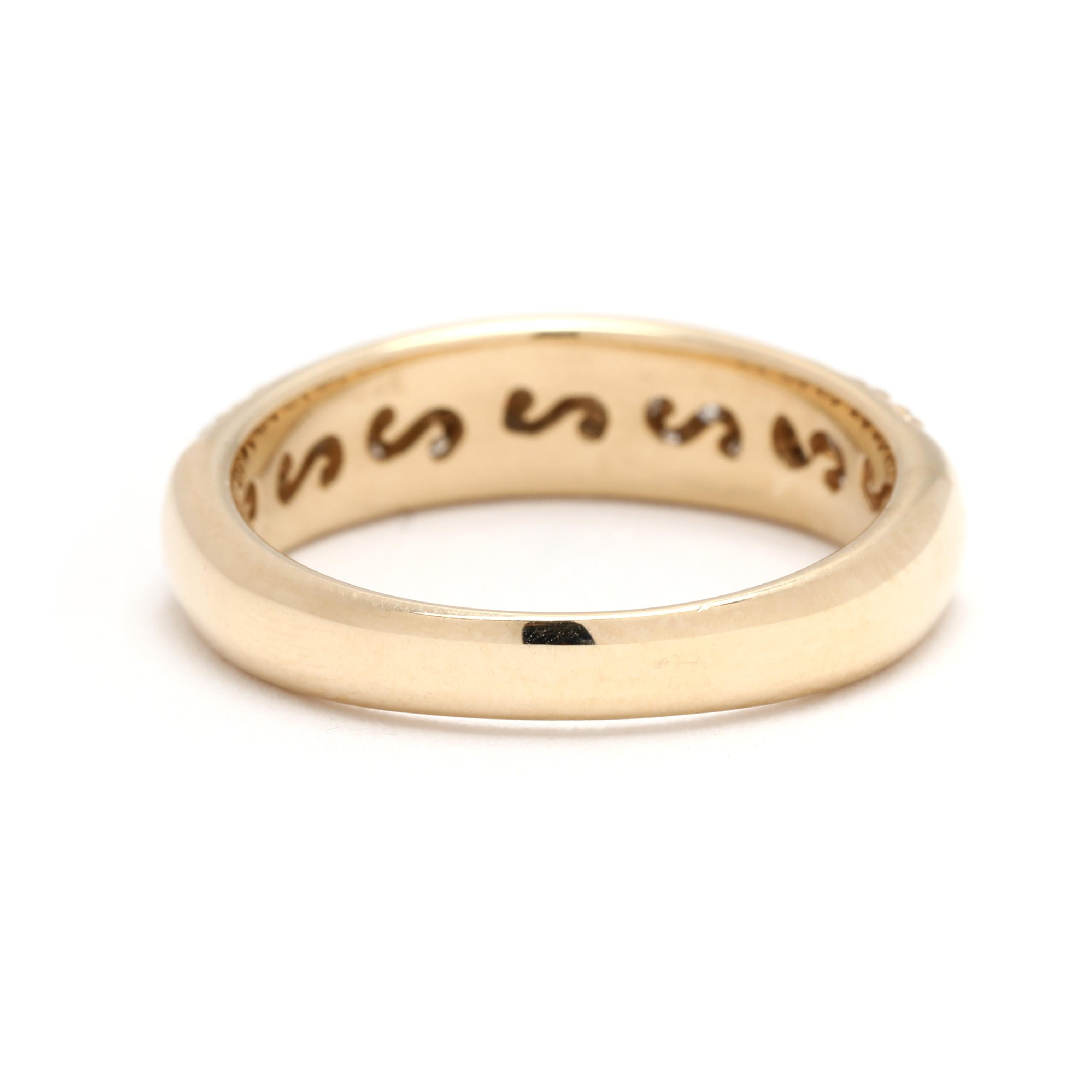 Round Cut Sonia B .40ctw Diamond Pave Band Ring, 14k Yellow Gold, Ring Size 6 For Sale