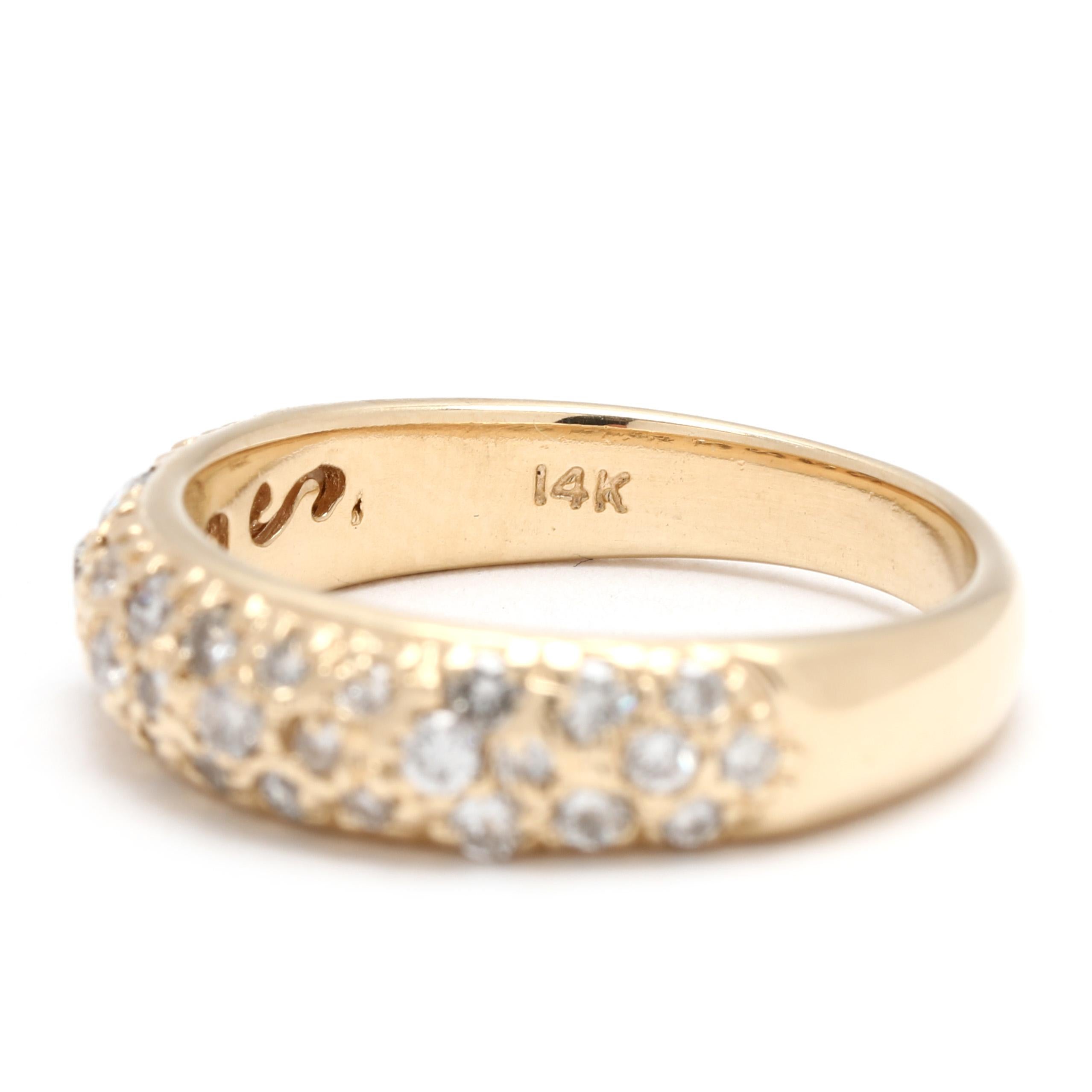 Women's or Men's Sonia B .40ctw Diamond Pave Band Ring, 14k Yellow Gold, Ring Size 6 For Sale