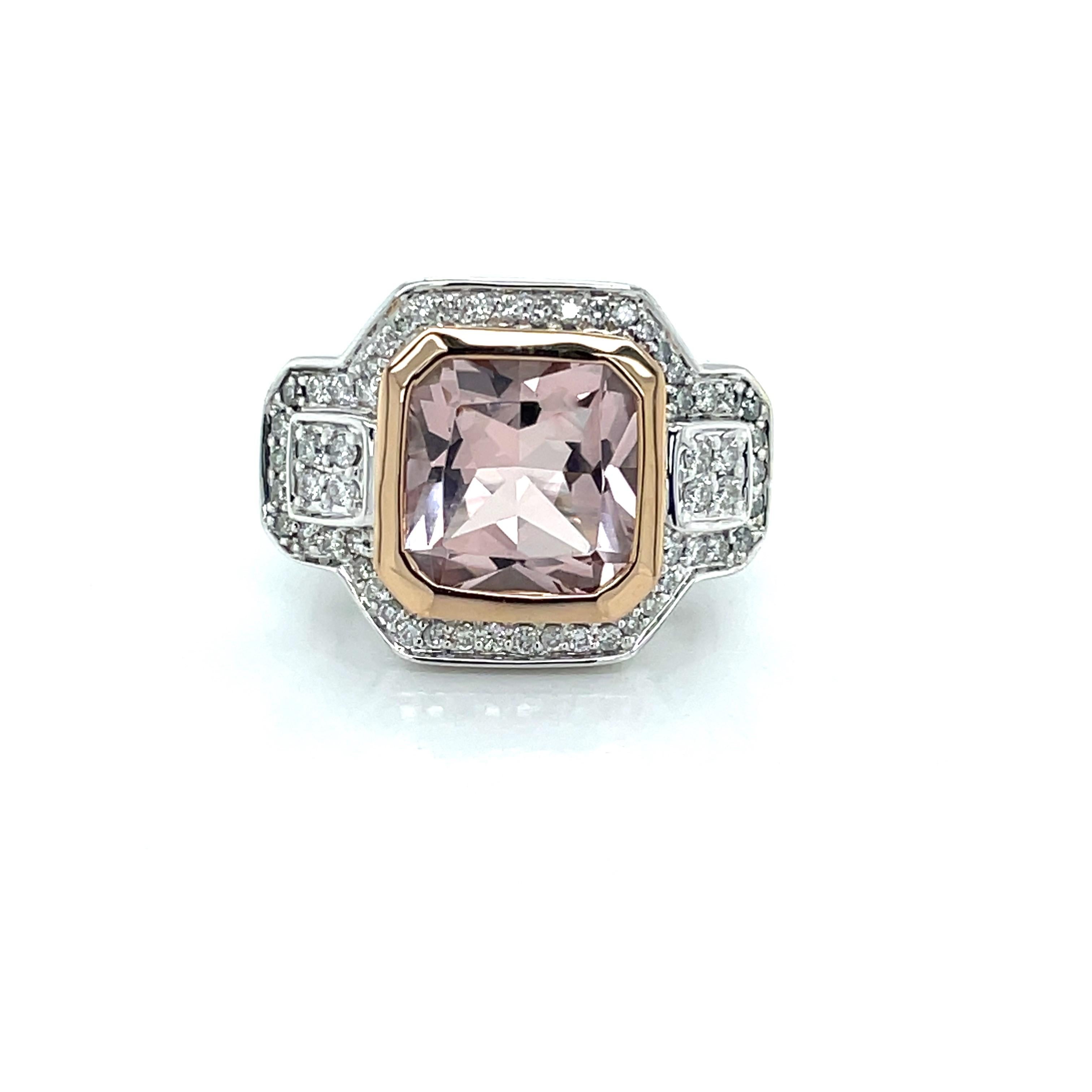 Sonia B 4.5 Carat Kunzite and Diamond 18 Karat White Gold Cocktail Ring In Excellent Condition For Sale In Mount Kisco, NY