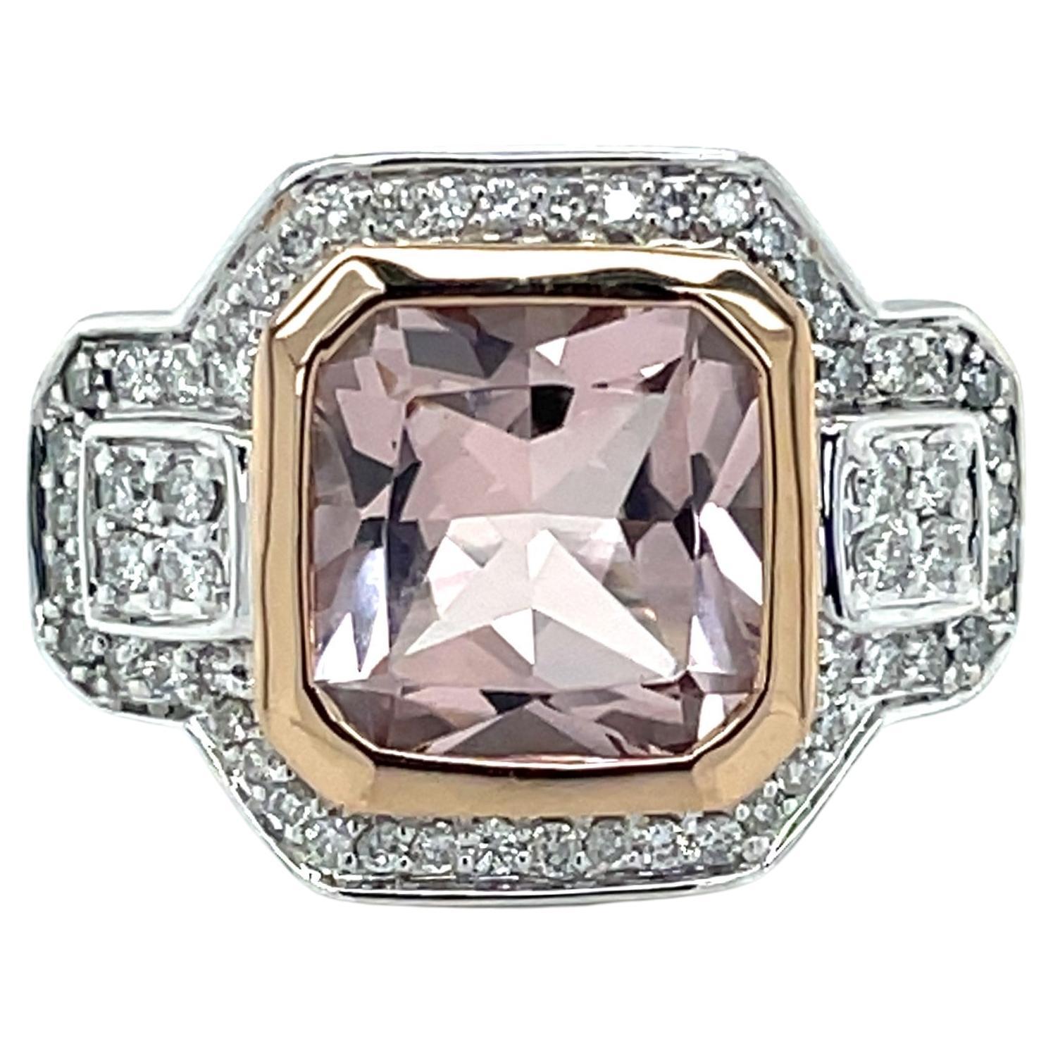 Sonia B 4.5 Carat Kunzite and Diamond 18 Karat White Gold Cocktail Ring For Sale