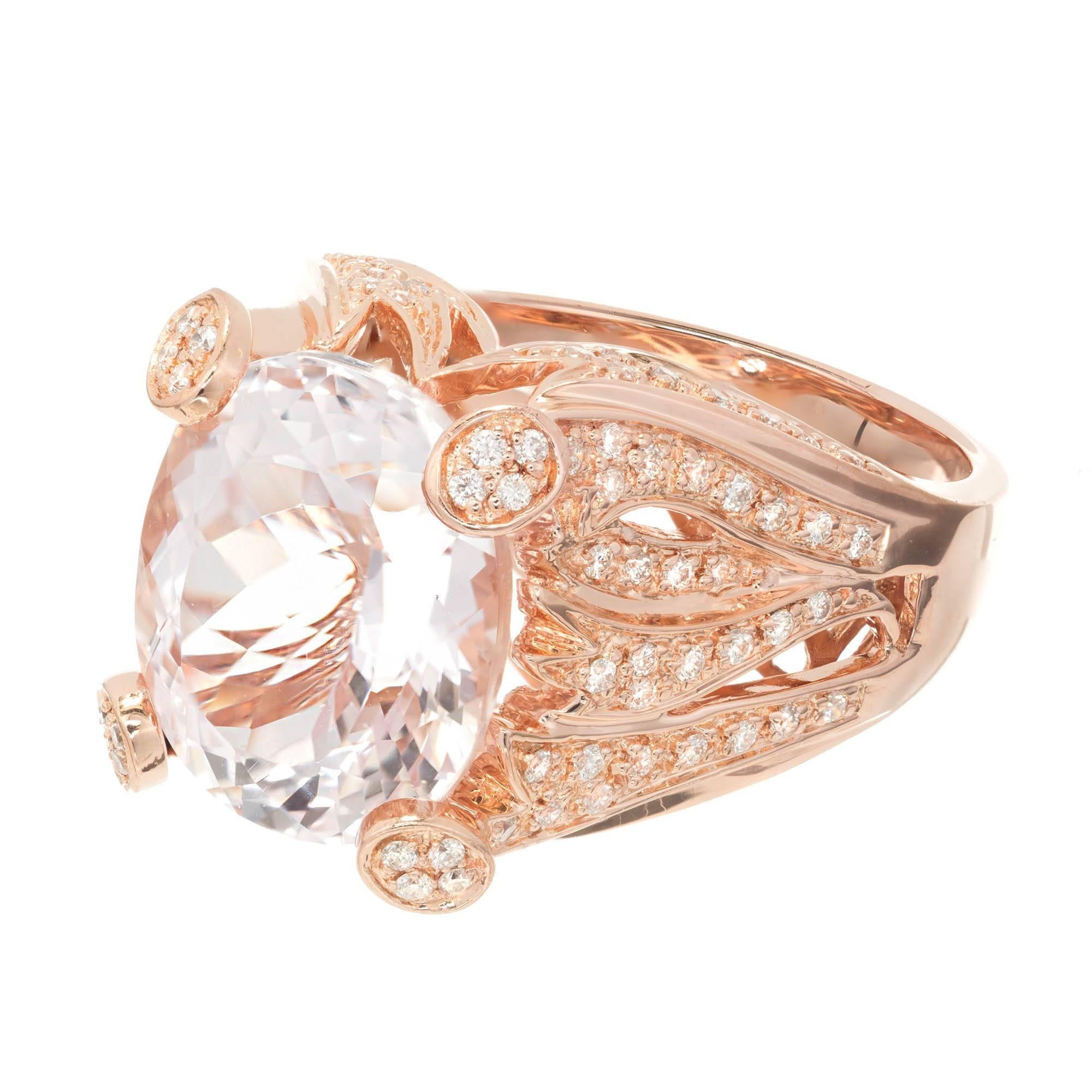 Sonia B 8.00 Carat Pink Kunzite Diamond Rose Gold Cocktail Ring For Sale