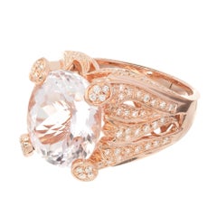 Sonia B 8.00 Carat Pink Kunzite Diamond Rose Gold Cocktail Ring