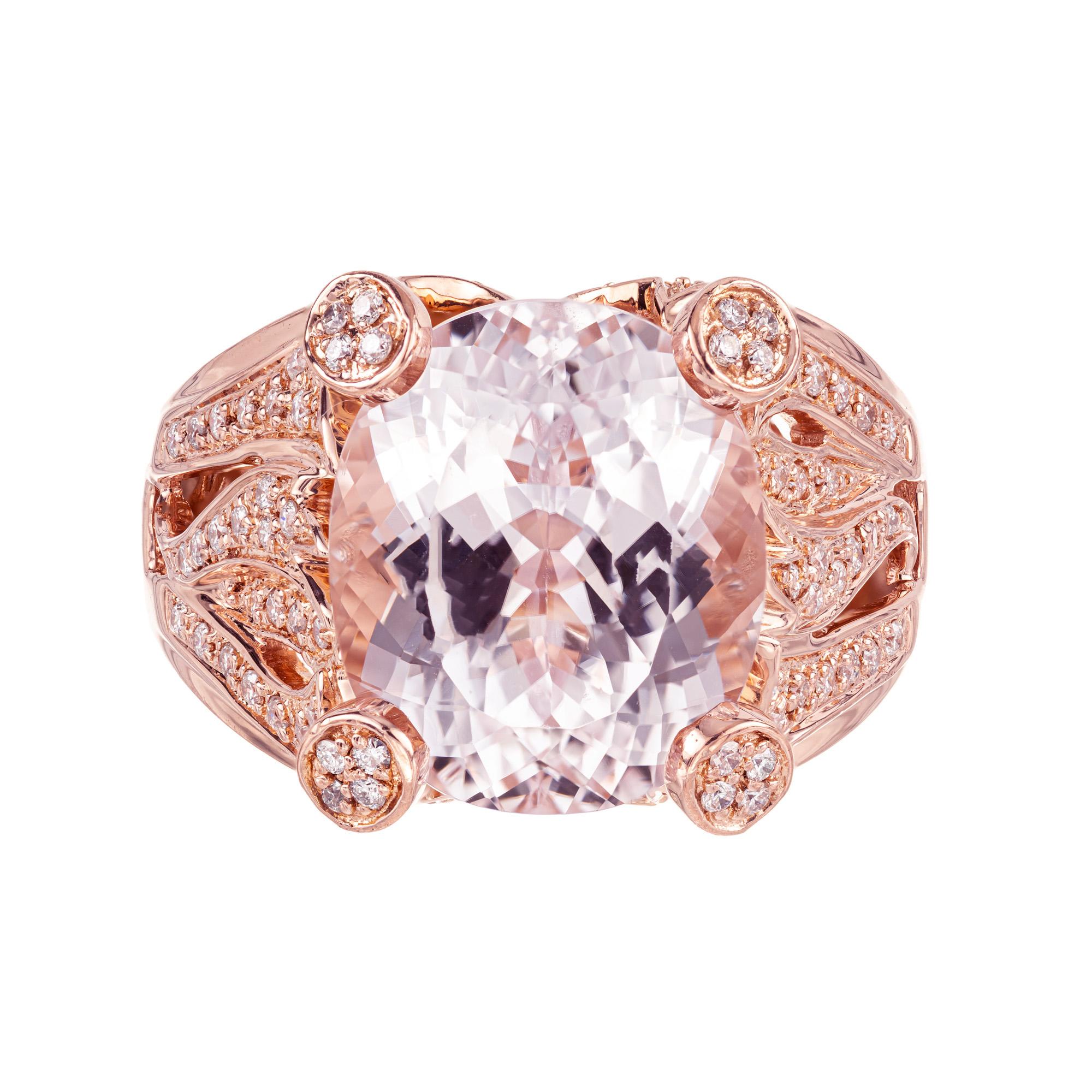 Estetismo Sonia B 8,00 Carati Pink Kunzite Diamante Oro Rosa Anello Cocktail in vendita