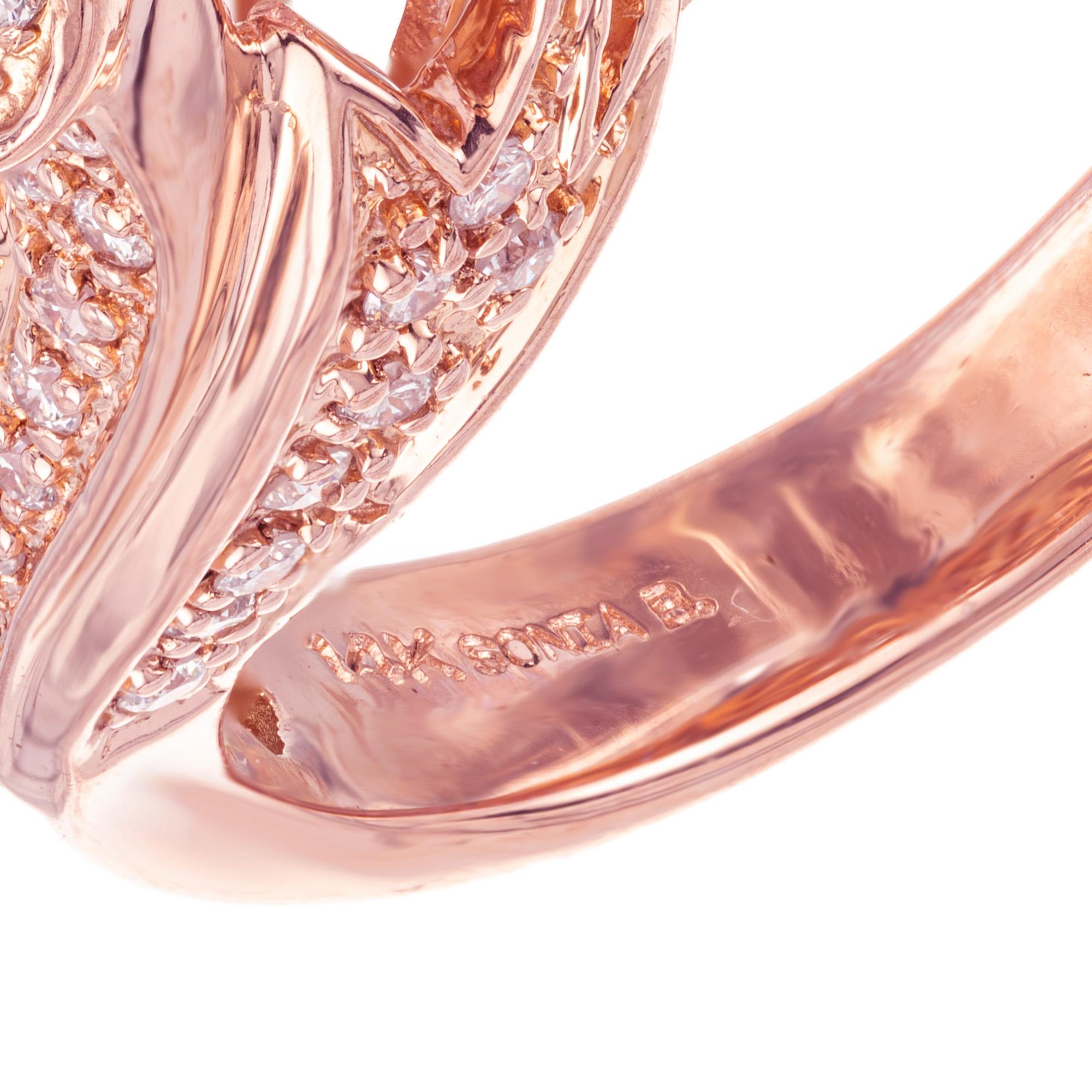 Sonia B 8,00 Carati Pink Kunzite Diamante Oro Rosa Anello Cocktail In condizioni ottime in vendita a Stamford, CT