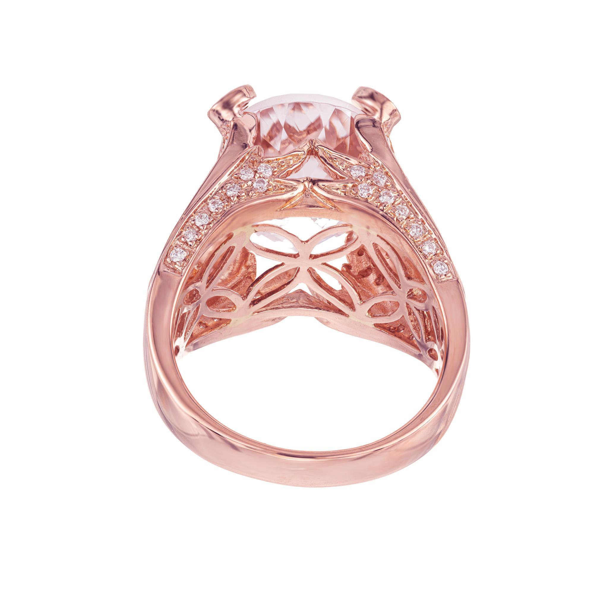 Donna Sonia B 8,00 Carati Pink Kunzite Diamante Oro Rosa Anello Cocktail in vendita