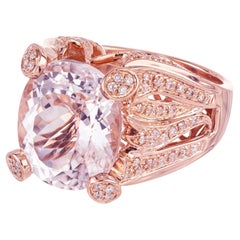 Sonia B 8.00 Carat Pink Kunzite Diamond Rose Gold Cocktail Ring