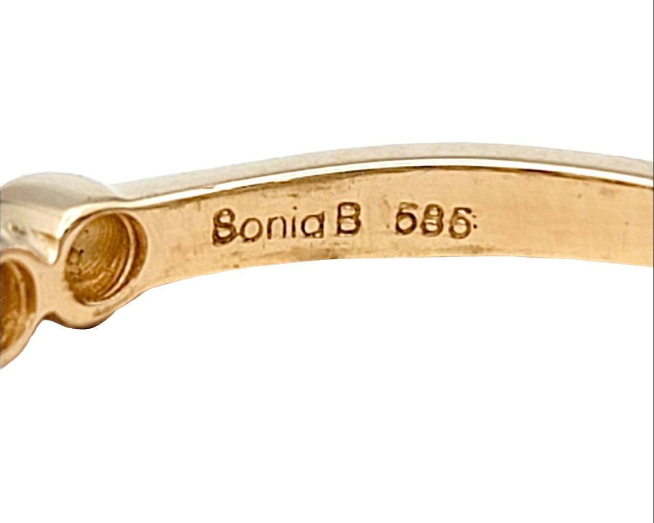 Women's Sonia B. Bezel Set Round Diamond Scalloped Stacking Band Ring 14 Karat Rose Gold For Sale
