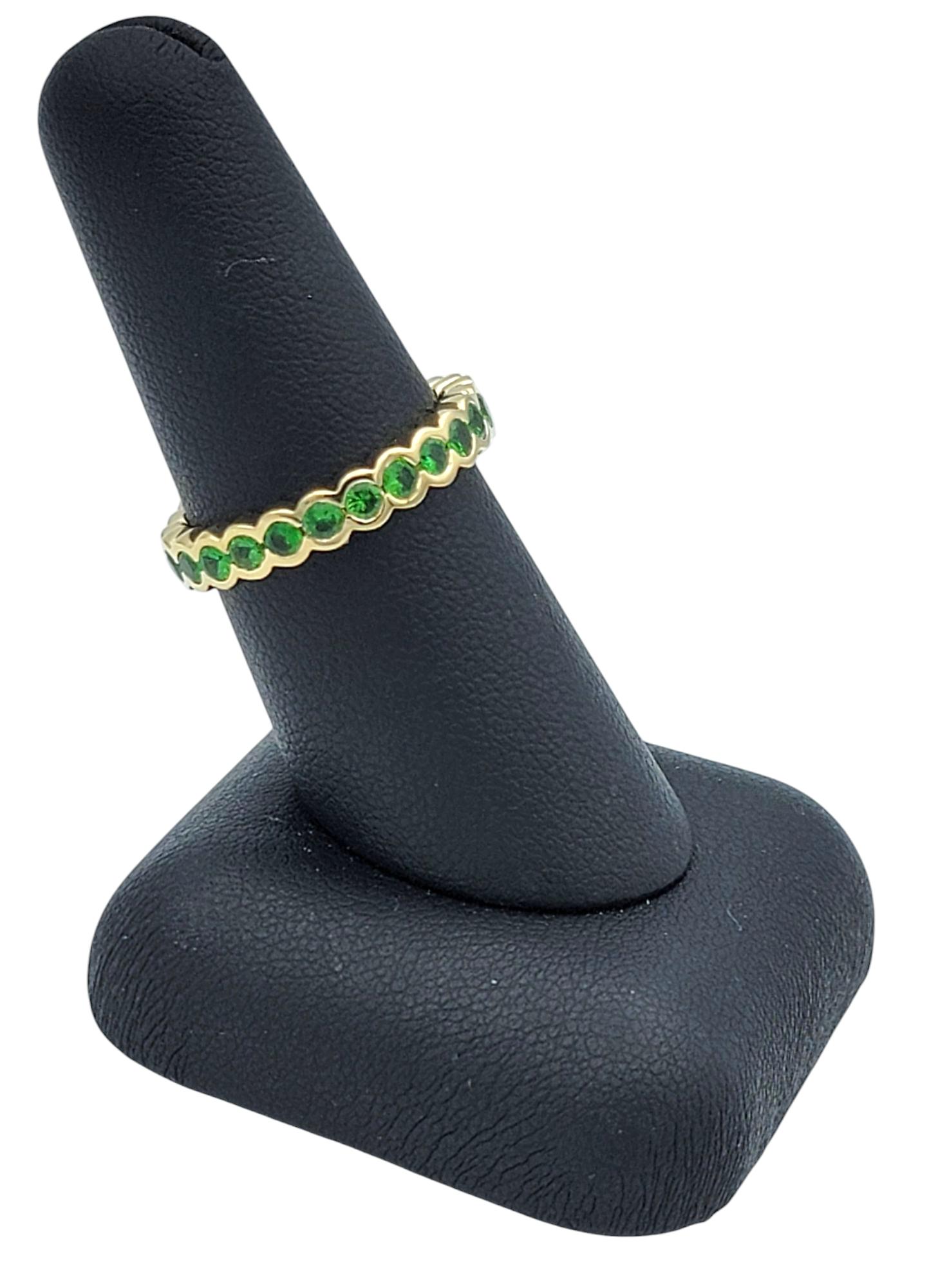 Sonia B. Bezel Set Tsavorite Semi-Eternity Band Ring in 14 Karat Yellow Gold For Sale 4