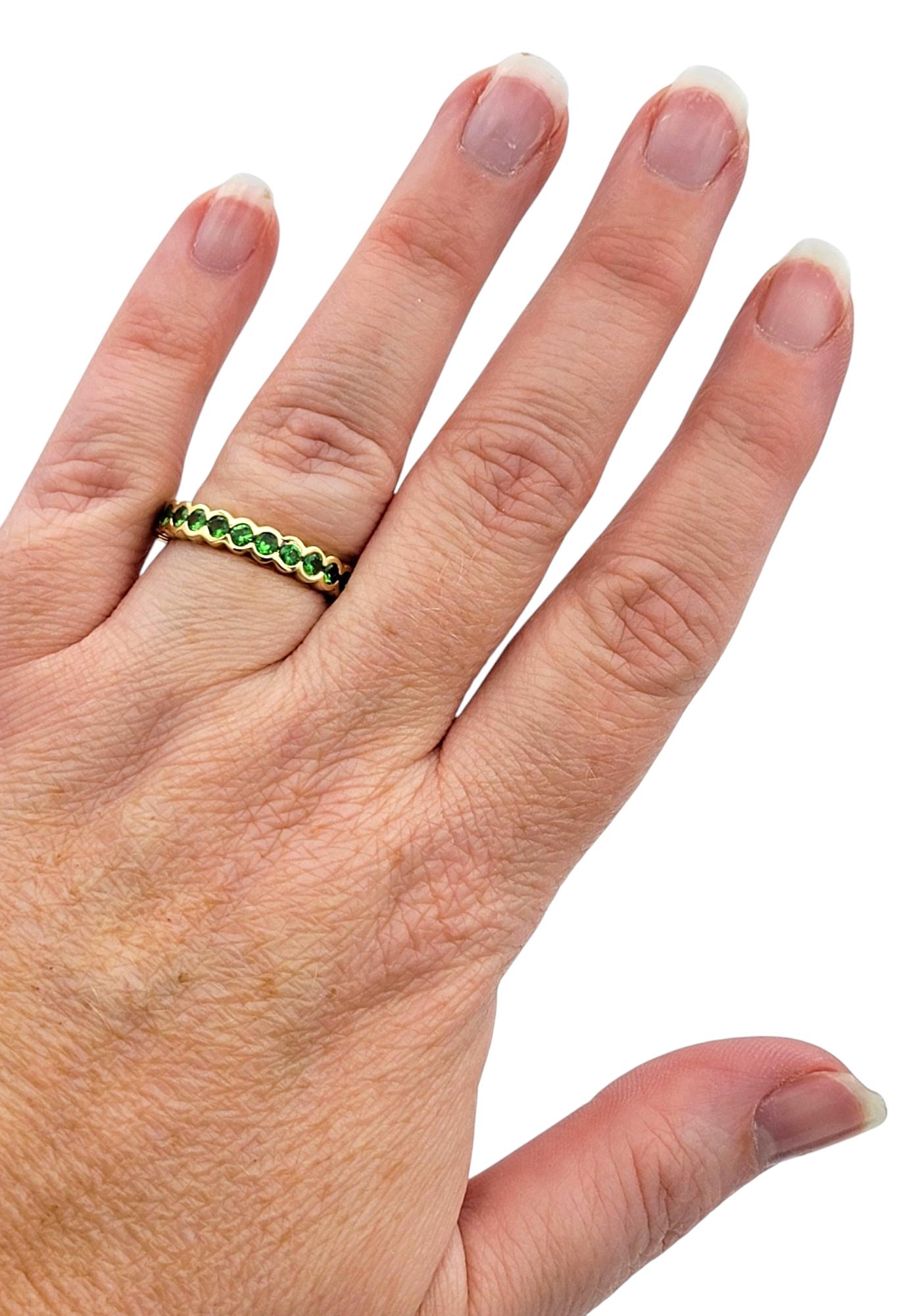 Sonia B. Bezel Set Tsavorite Semi-Eternity Band Ring in 14 Karat Yellow Gold For Sale 1
