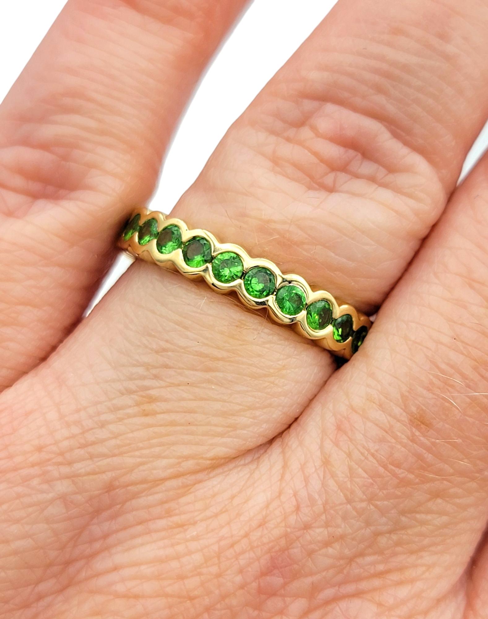 Sonia B. Bezel Set Tsavorite Semi-Eternity Band Ring in 14 Karat Yellow Gold For Sale 2